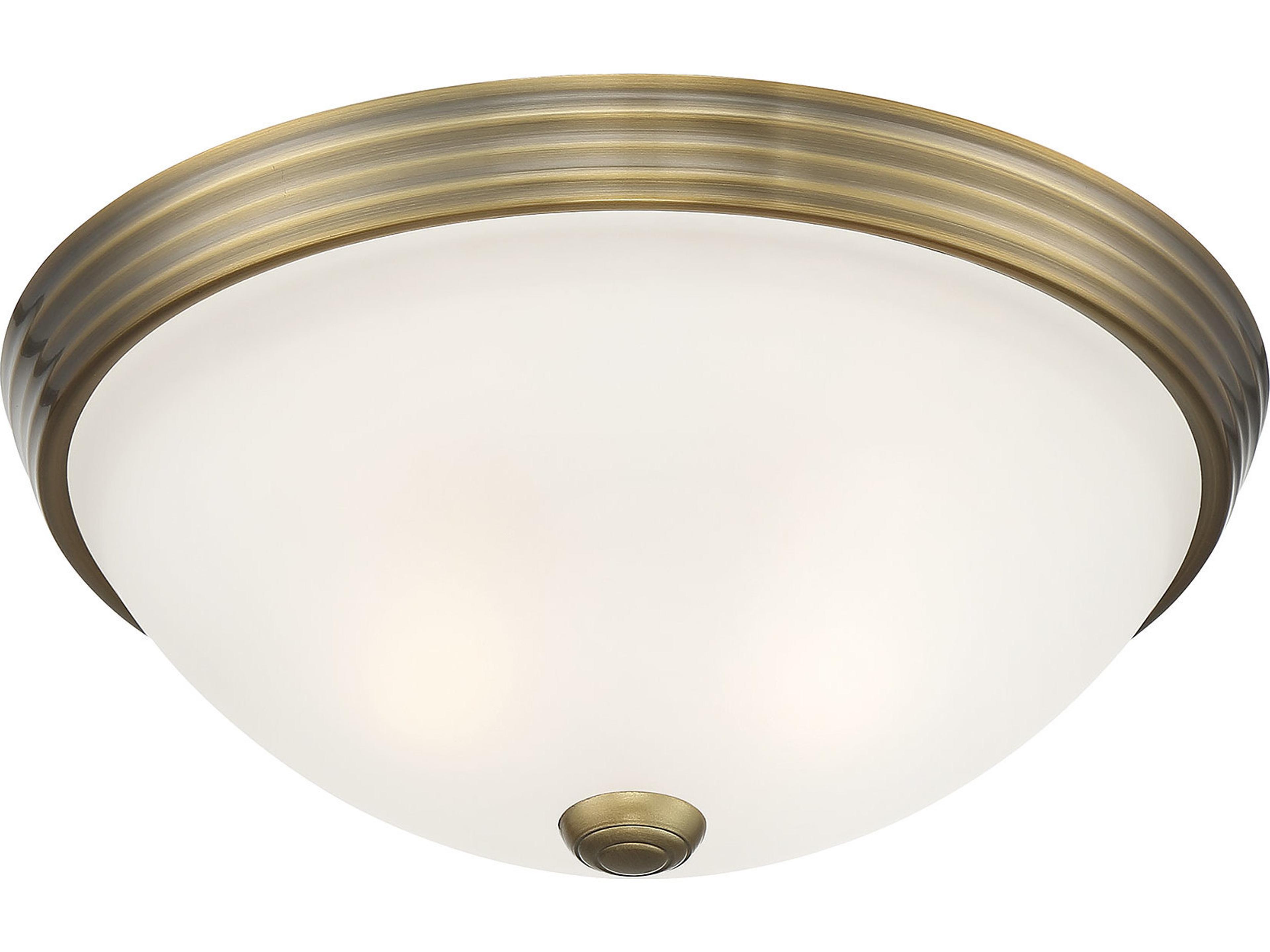 Savoy House 2-Light Warm Brass White Glass Bowl Flush Mount