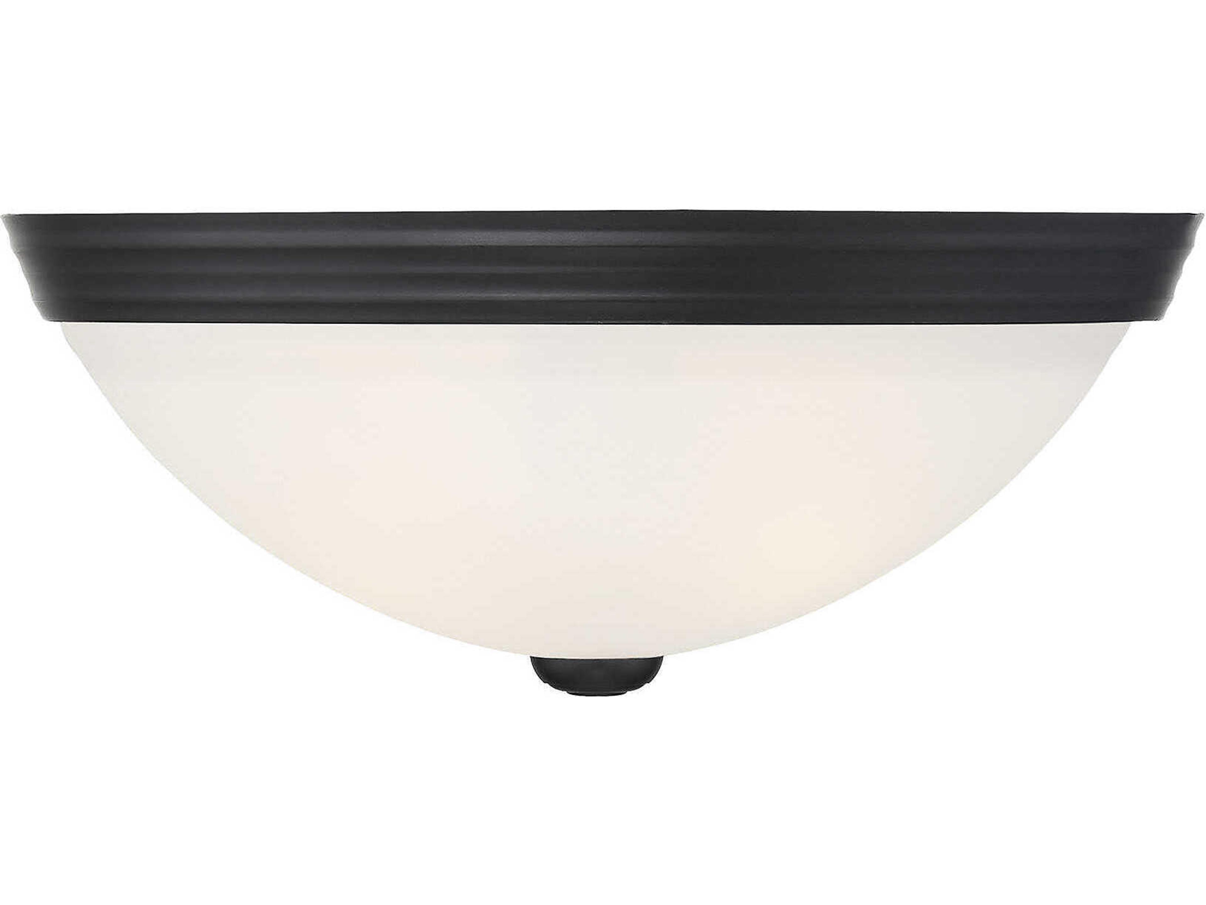 2-Light Matte Black Glass Bowl Flush Mount