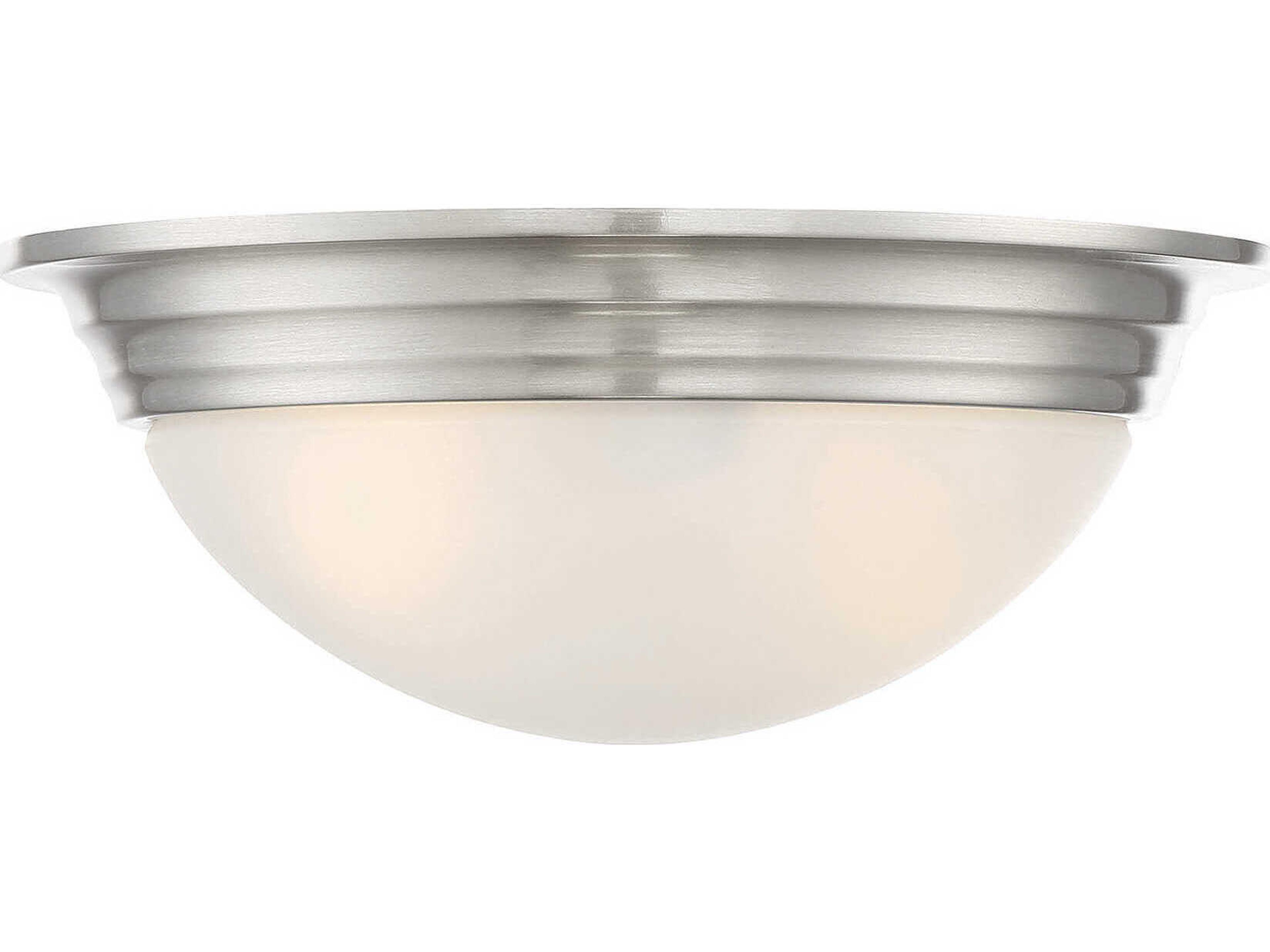 2-Light Satin Nickel Glass Bowl Flush Mount
