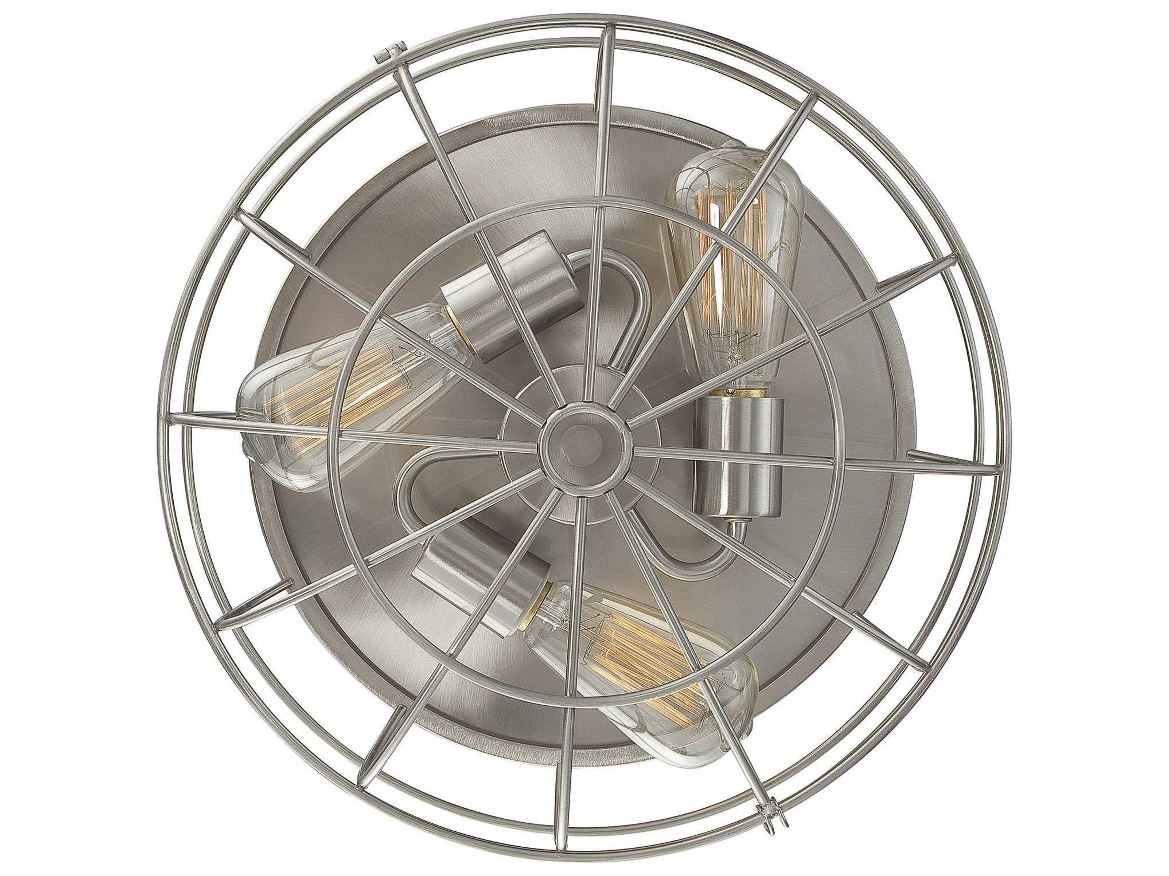 Savoy House Scout 3-Light Satin Nickel Pewter Cylinder Tiered Flush Mount