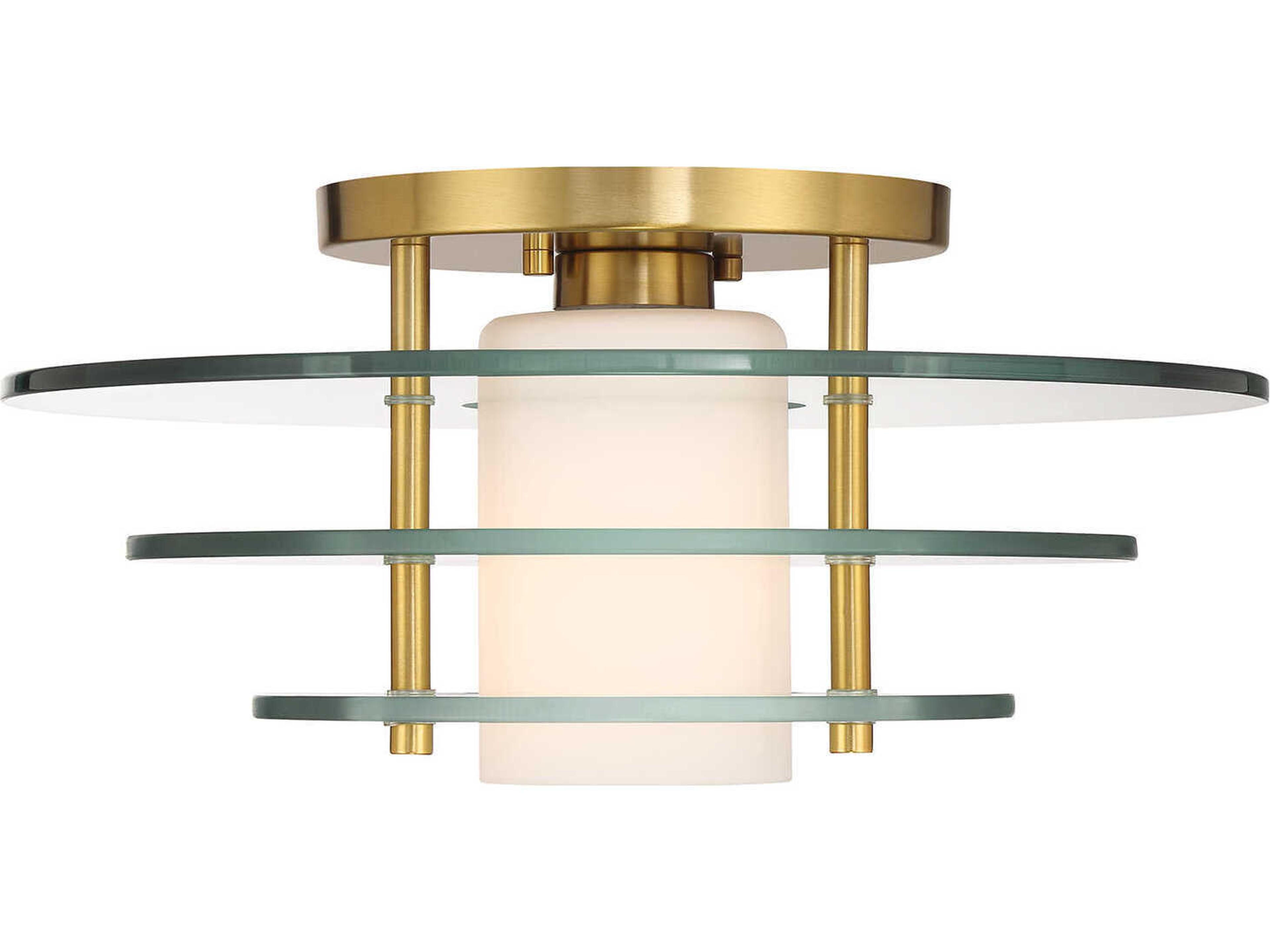 Newell 1-Light Warm Brass Geometric Semi Flush Mount