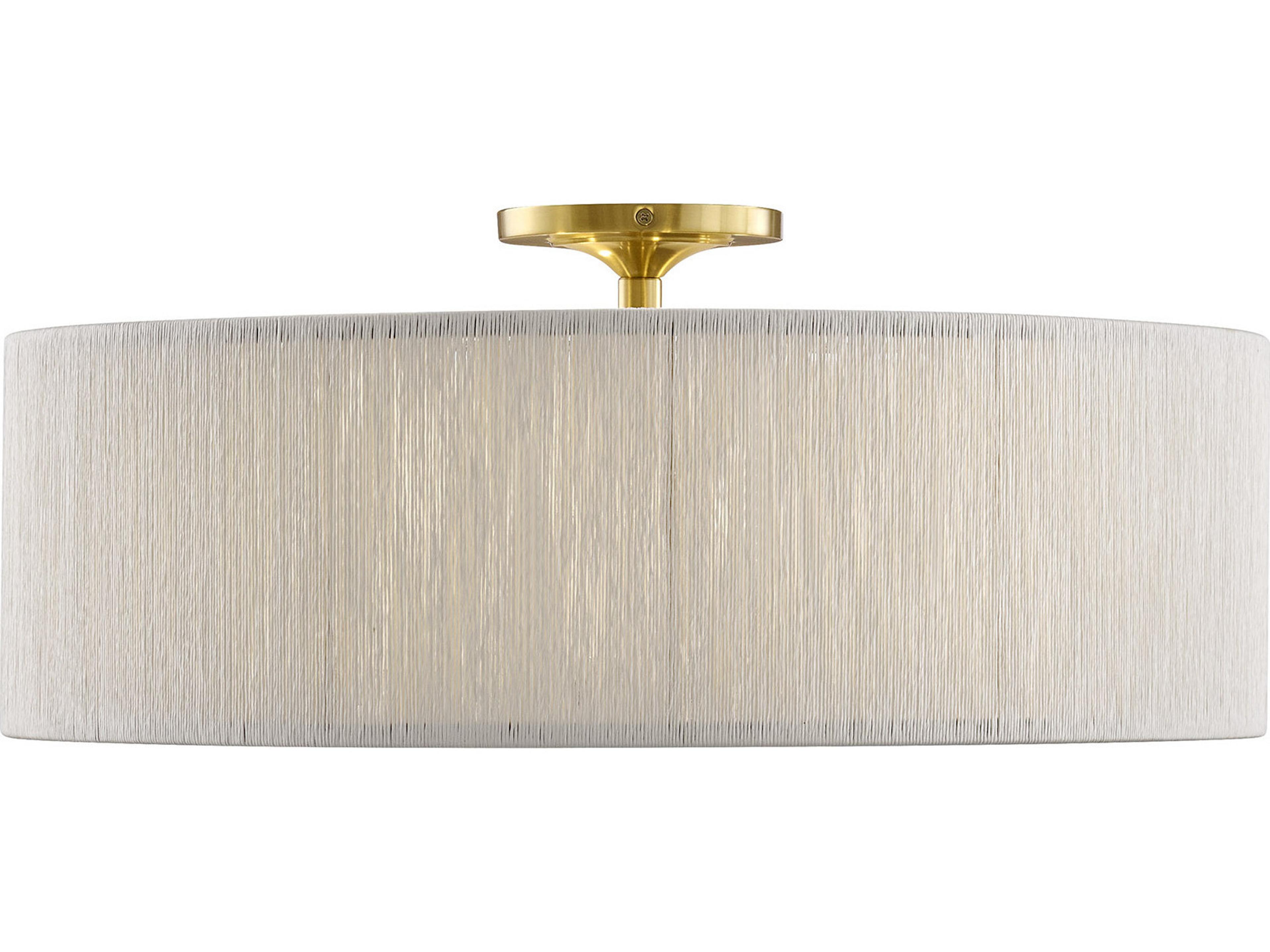 Maynard 4-Light Warm Brass Off White Drum Flush Mount