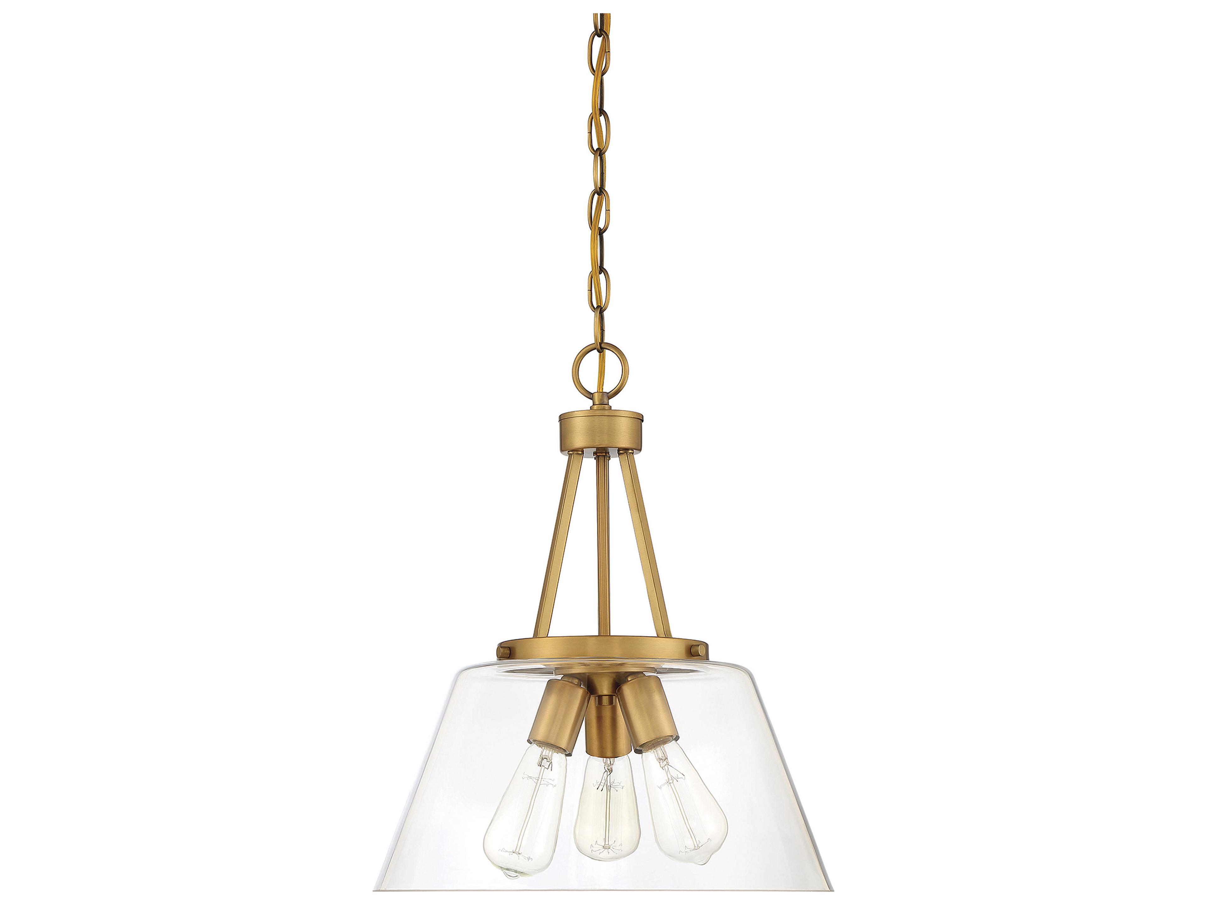 Savoy House Calhoun 3-Light Warm Brass Glass Pendant