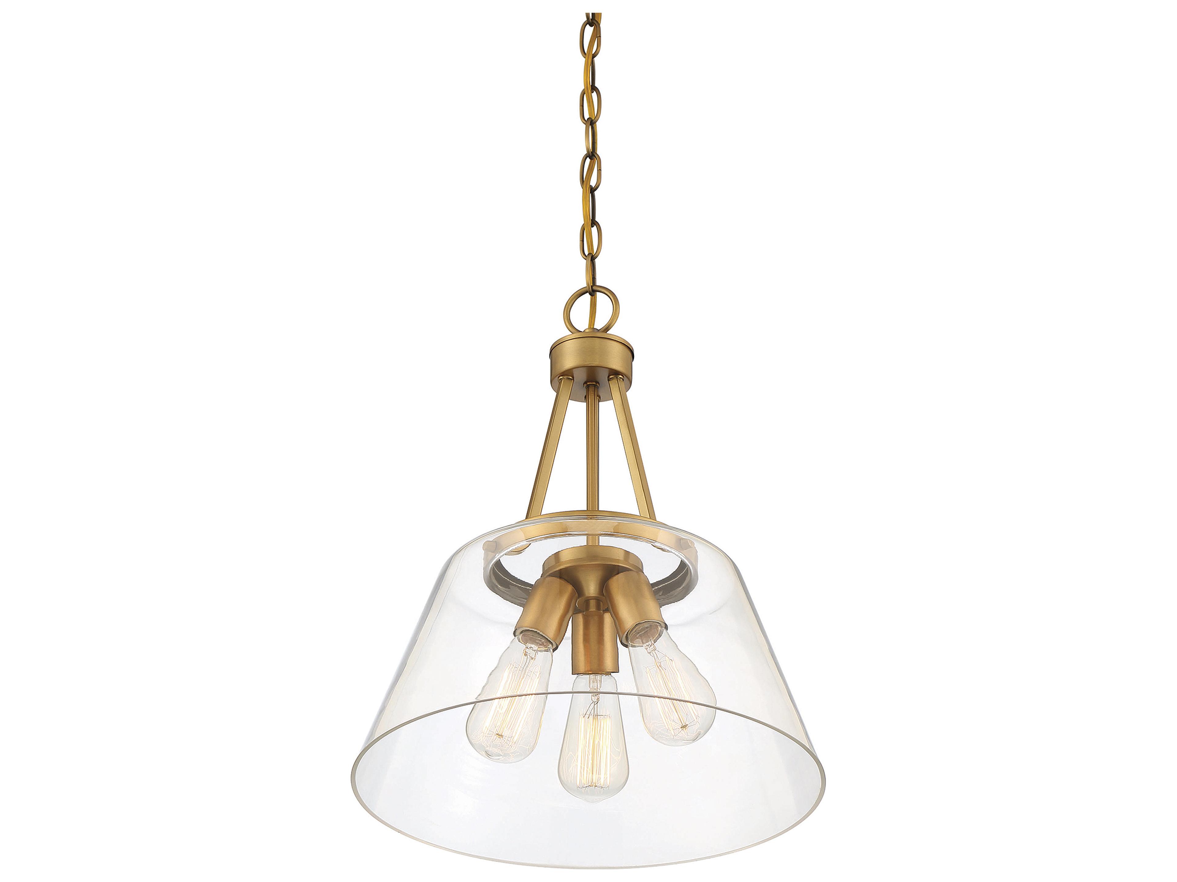 Savoy House Calhoun 3-Light Warm Brass Glass Pendant