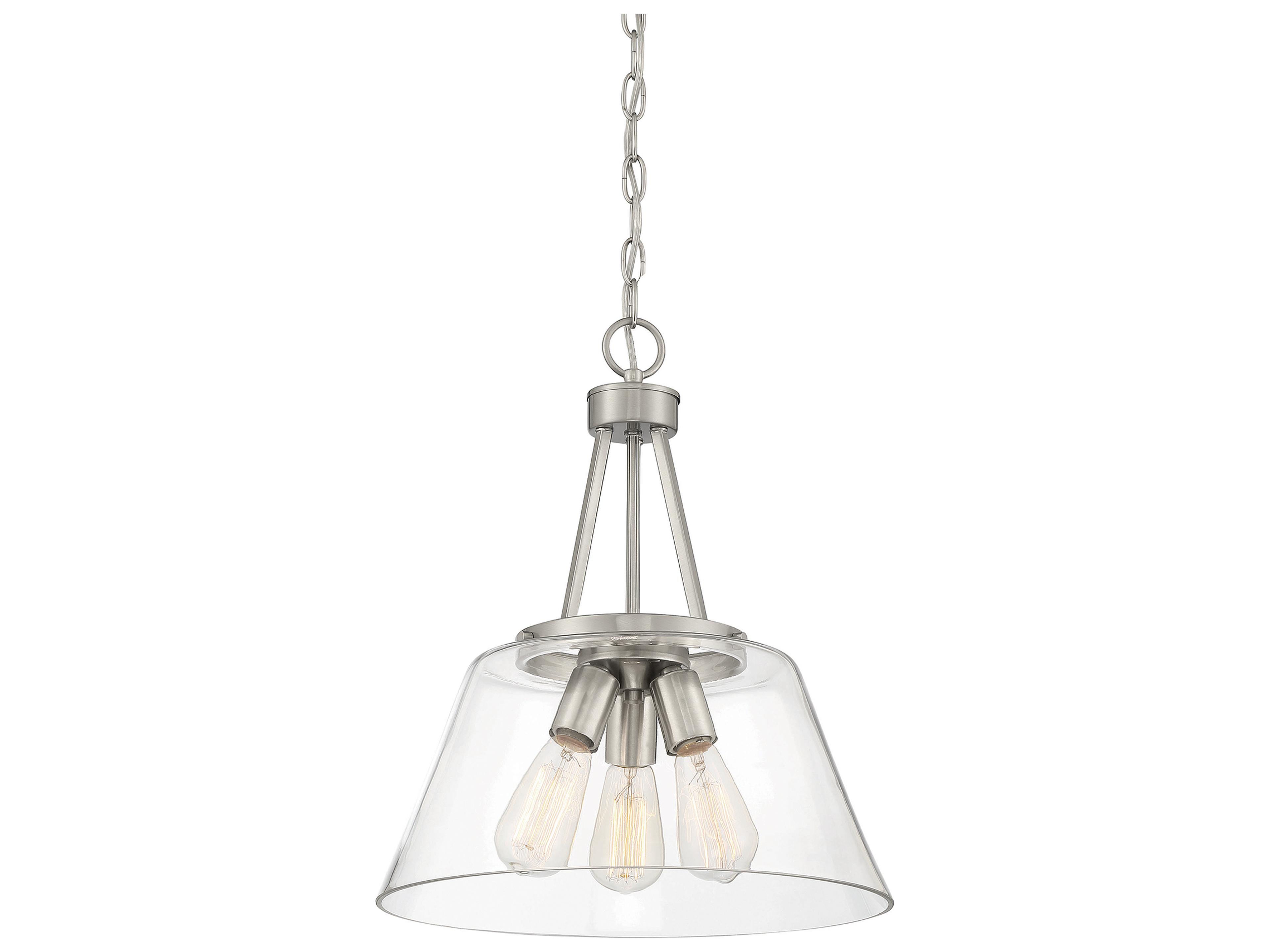 Savoy House Calhoun 3-Light Satin Nickel Glass Pendant