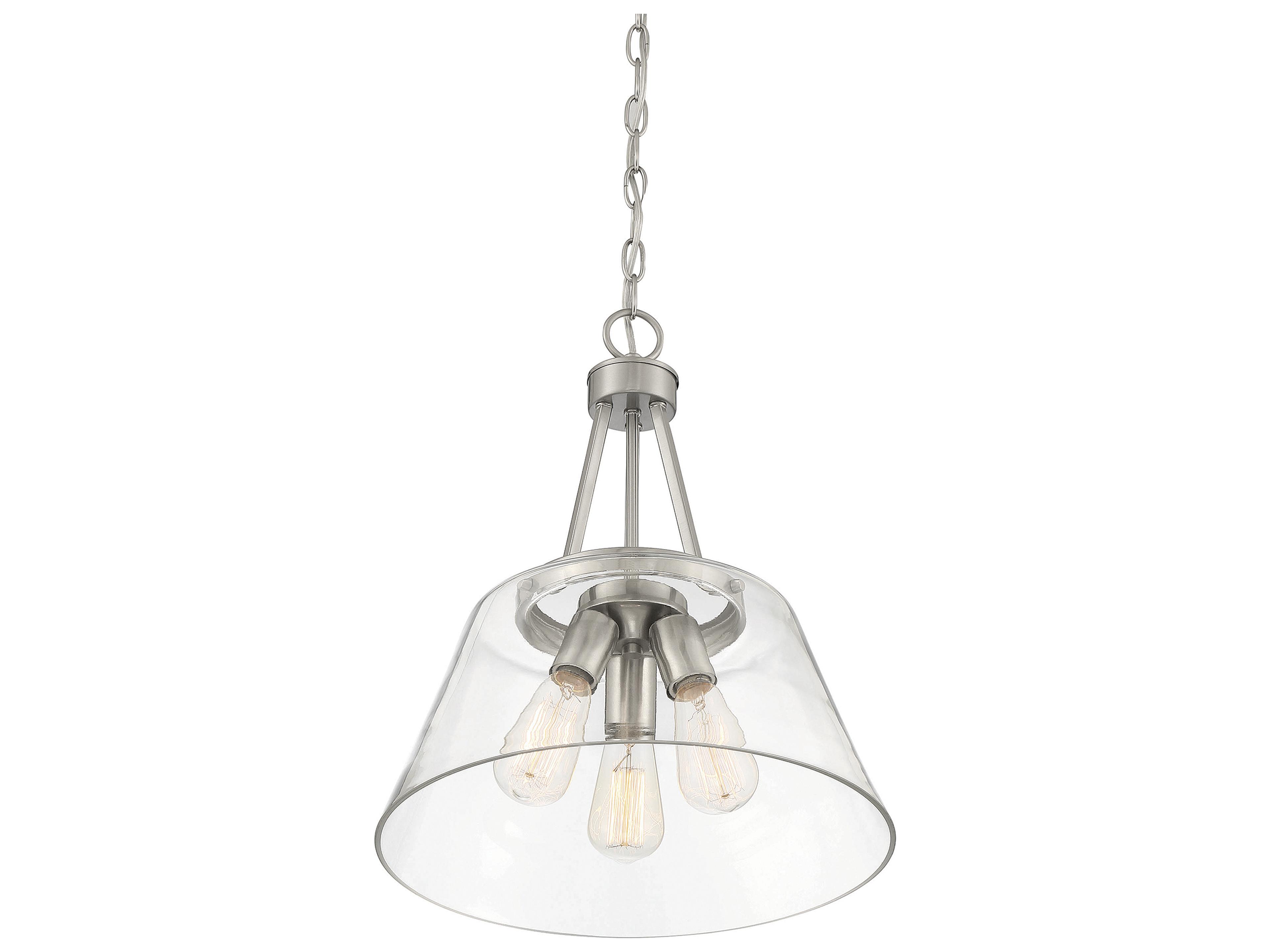 Savoy House Calhoun 3-Light Satin Nickel Glass Pendant