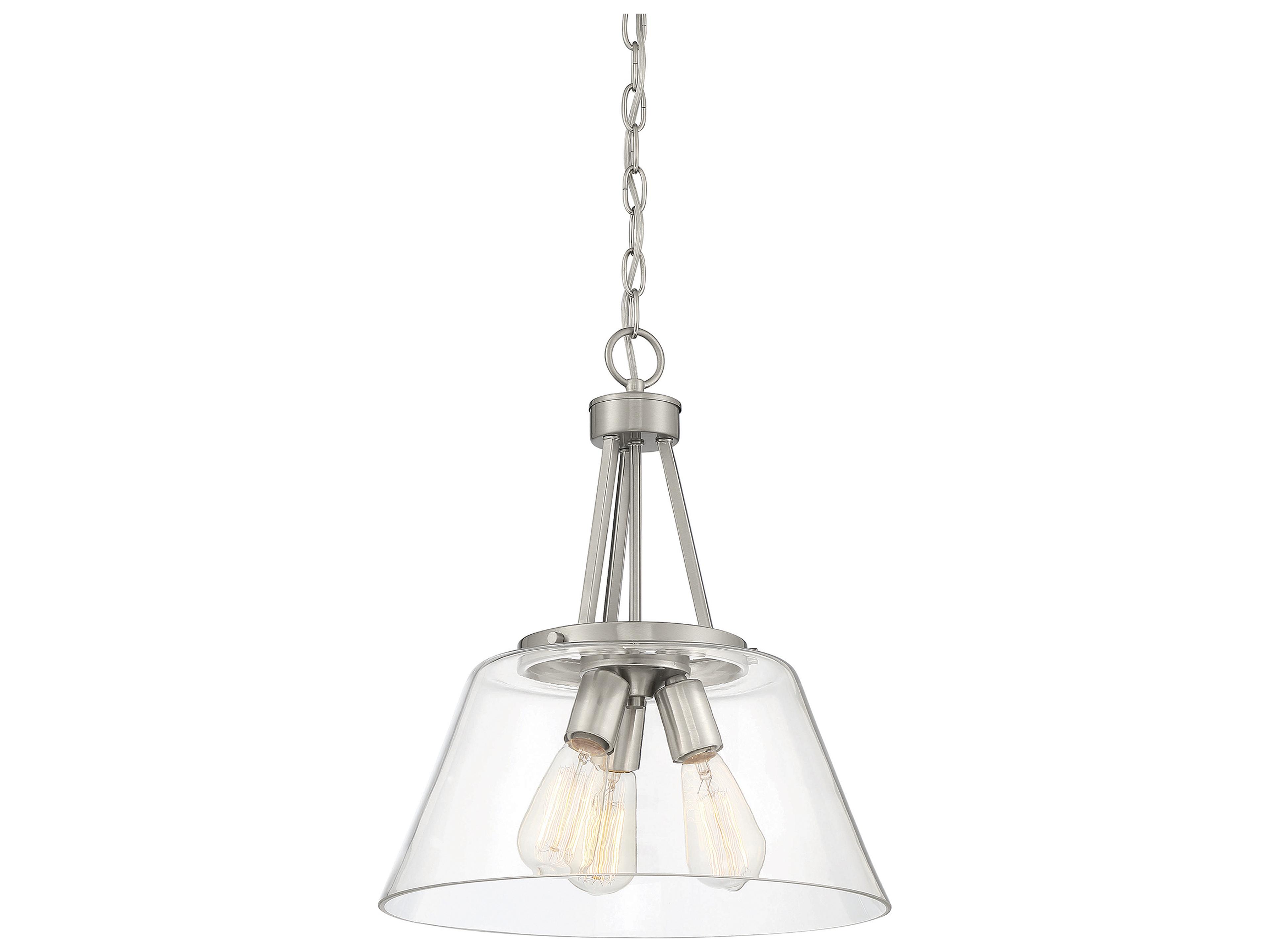 Savoy House Calhoun 3-Light Satin Nickel Glass Pendant