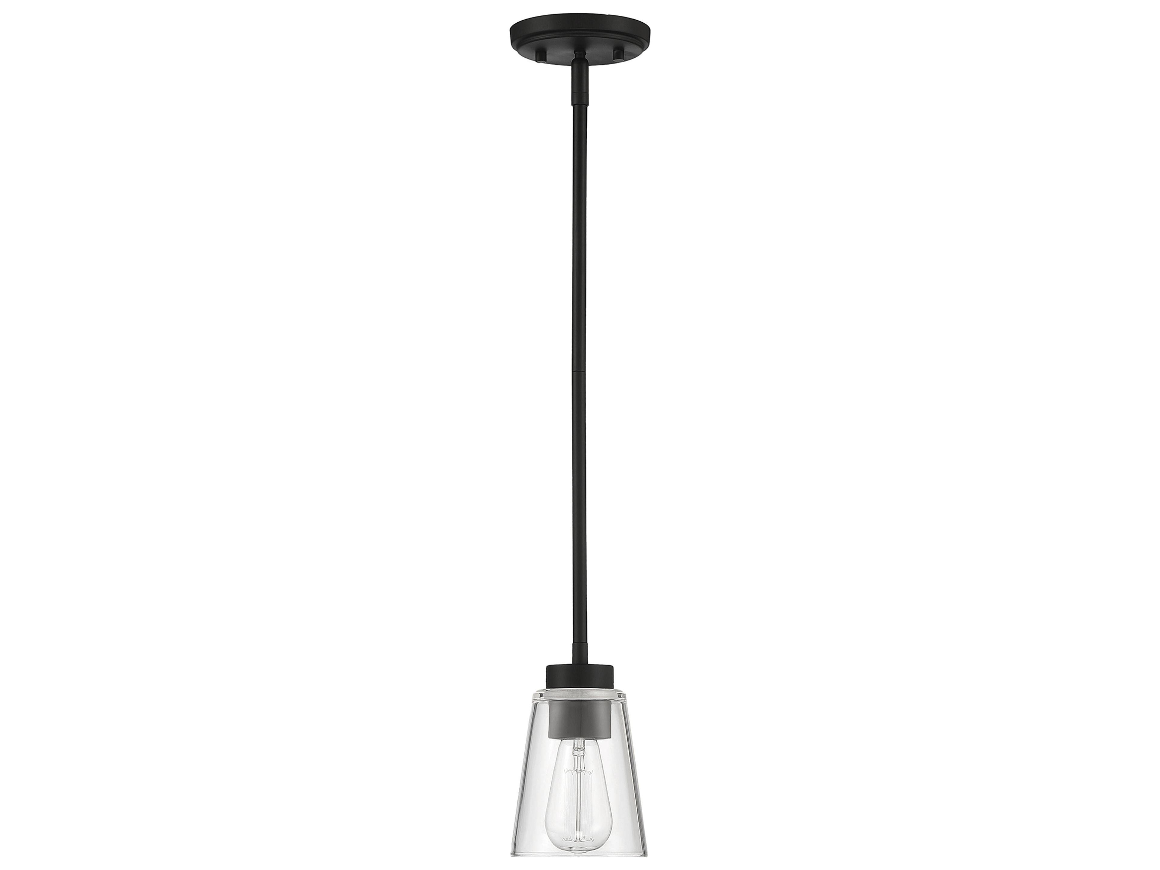 Savoy House Calhoun 1-Light Matte Black Glass Bell Mini Pendant