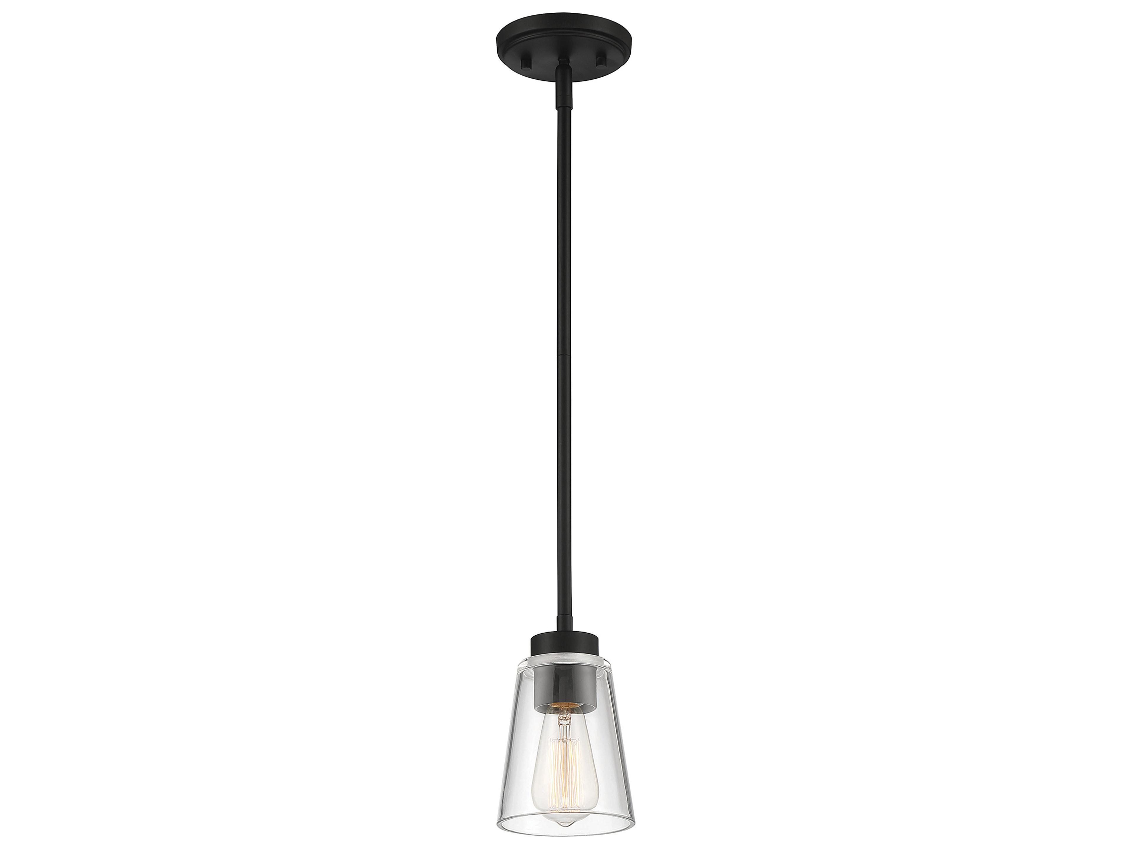 Savoy House Calhoun 1-Light Matte Black Glass Bell Mini Pendant