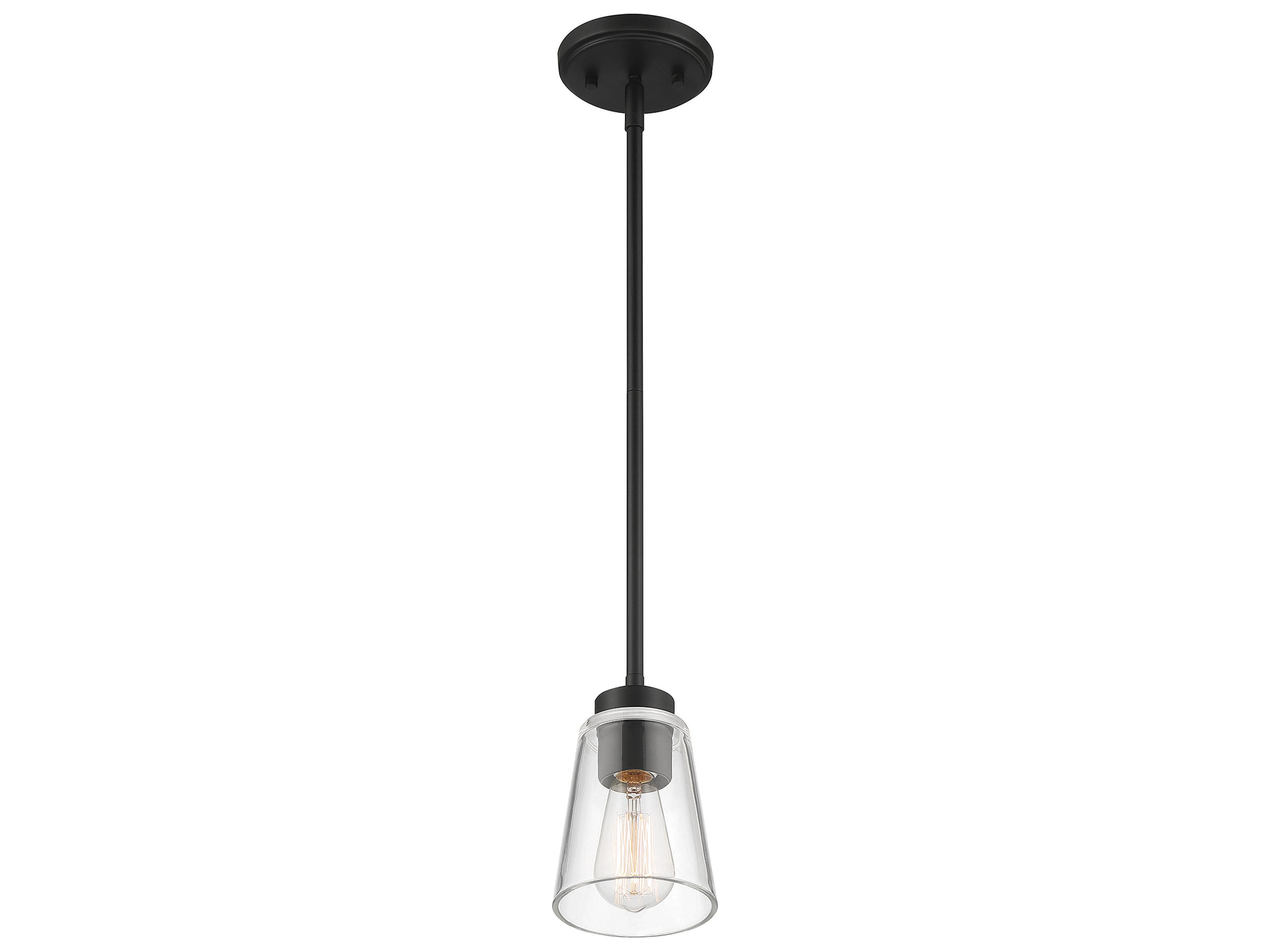 Savoy House Calhoun 1-Light Matte Black Glass Bell Mini Pendant