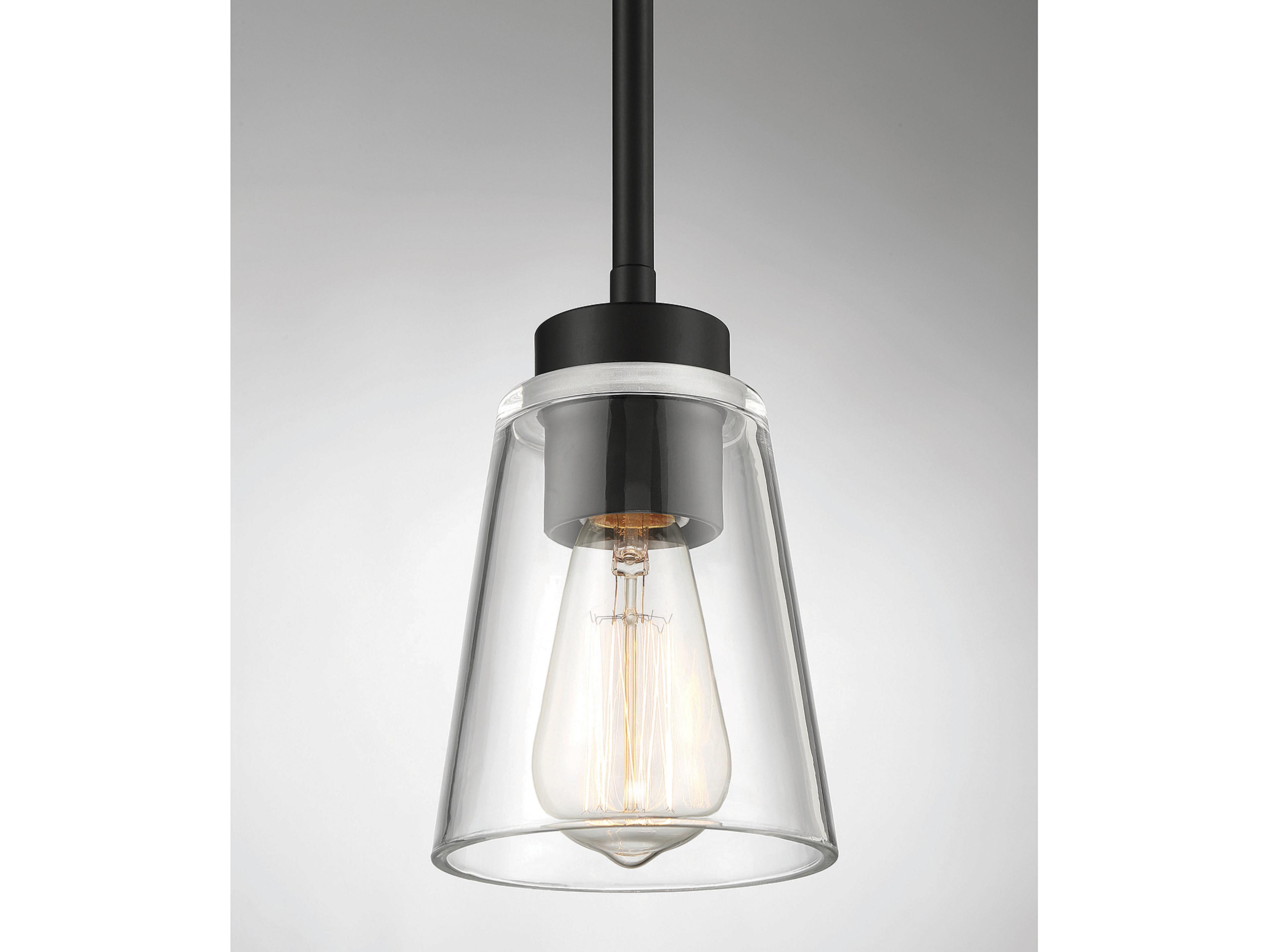 Savoy House Calhoun 1-Light Matte Black Glass Bell Mini Pendant