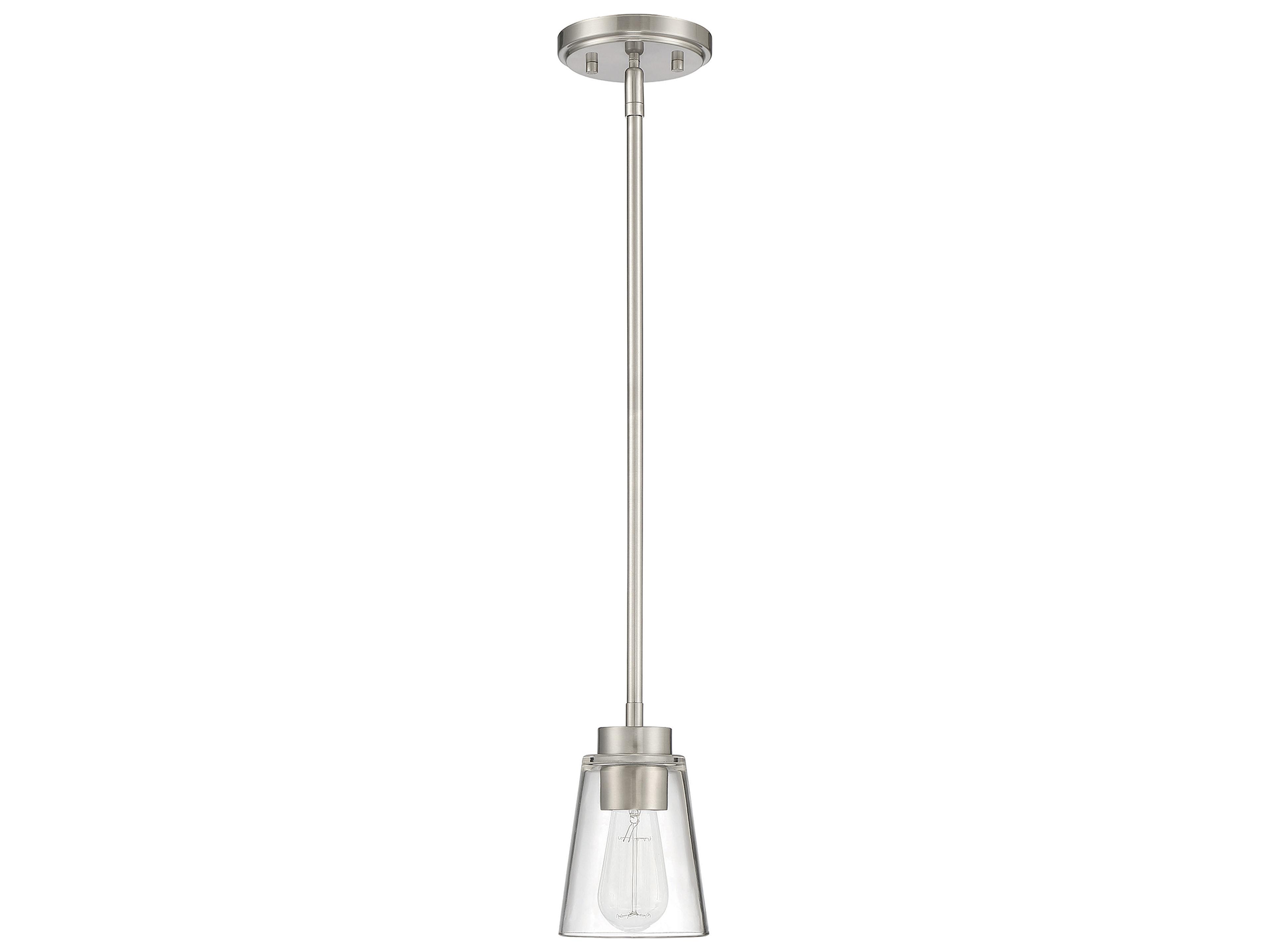 Savoy House Calhoun 1-Light Satin Nickel Glass Bell Mini Pendant