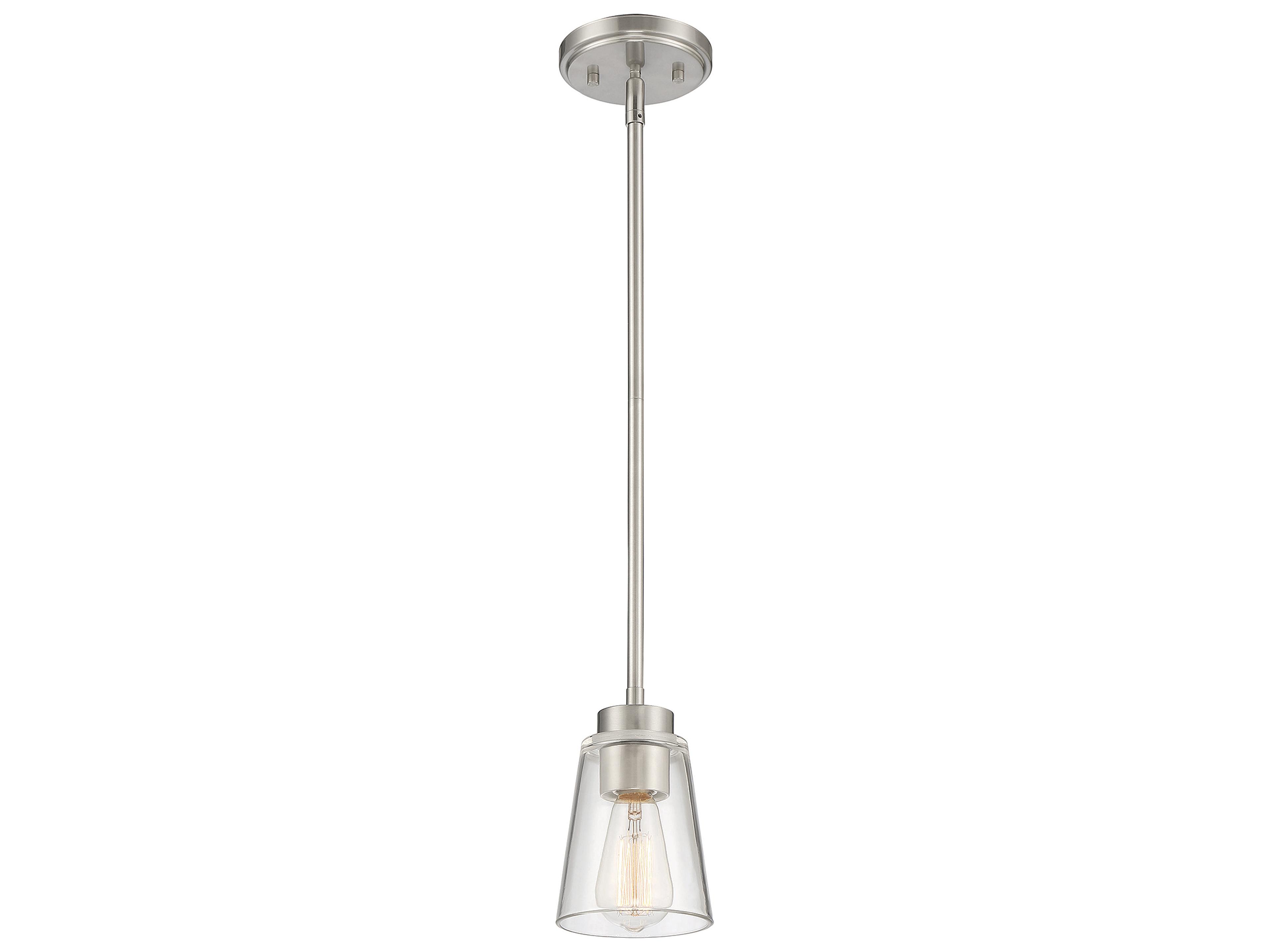 Savoy House Calhoun 1-Light Satin Nickel Glass Bell Mini Pendant