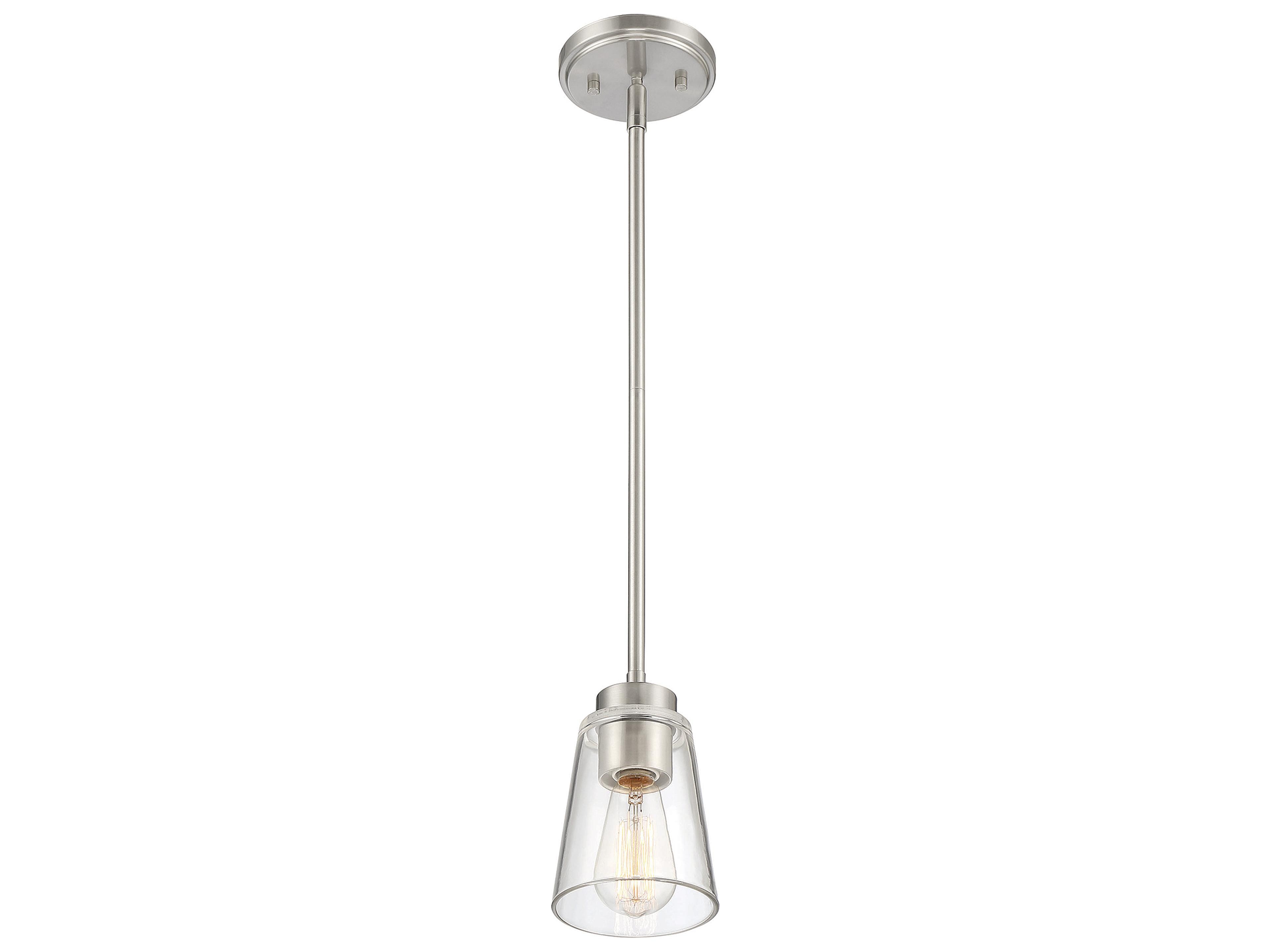 Savoy House Calhoun 1-Light Satin Nickel Glass Bell Mini Pendant