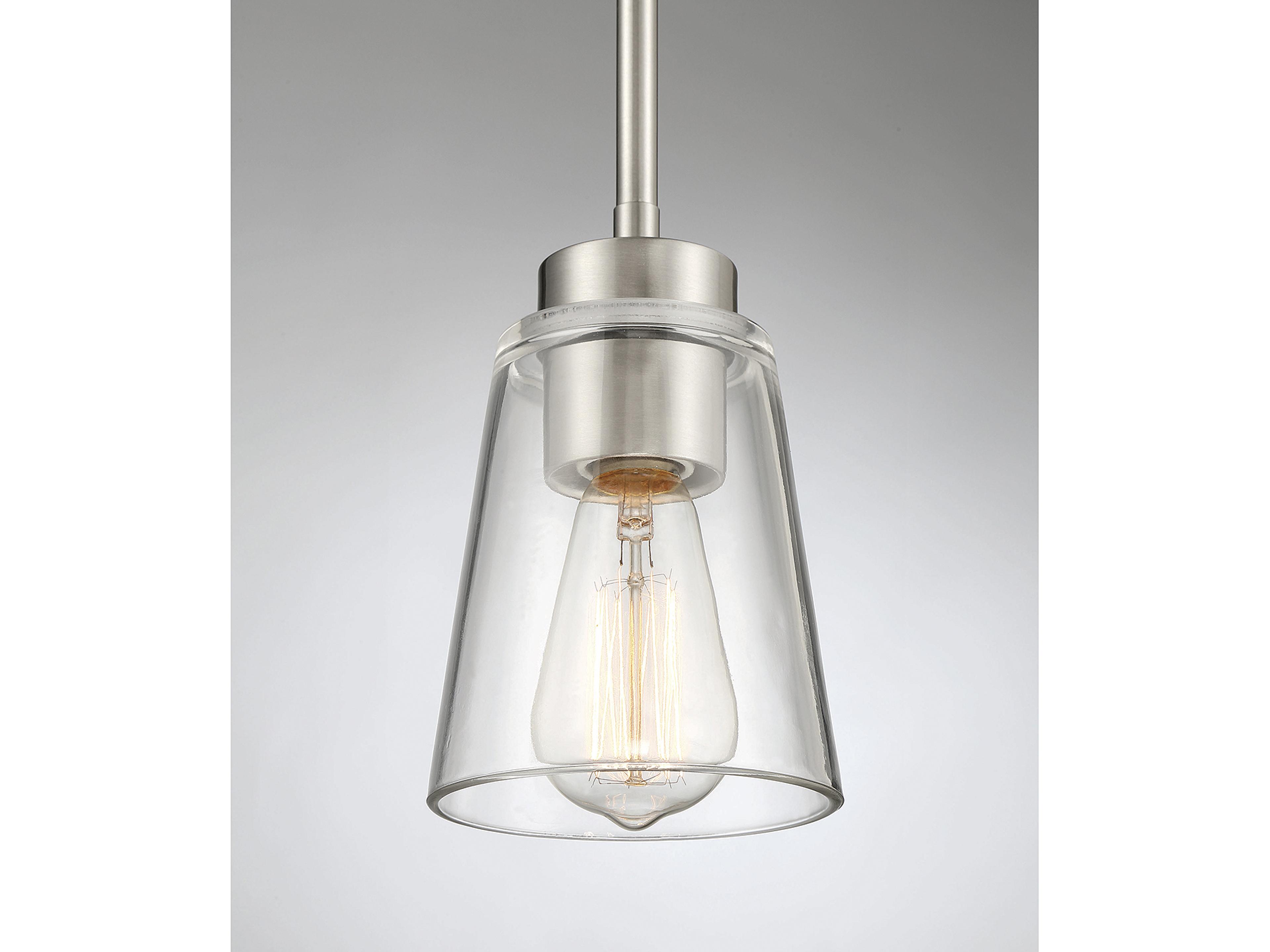 Savoy House Calhoun 1-Light Satin Nickel Glass Bell Mini Pendant