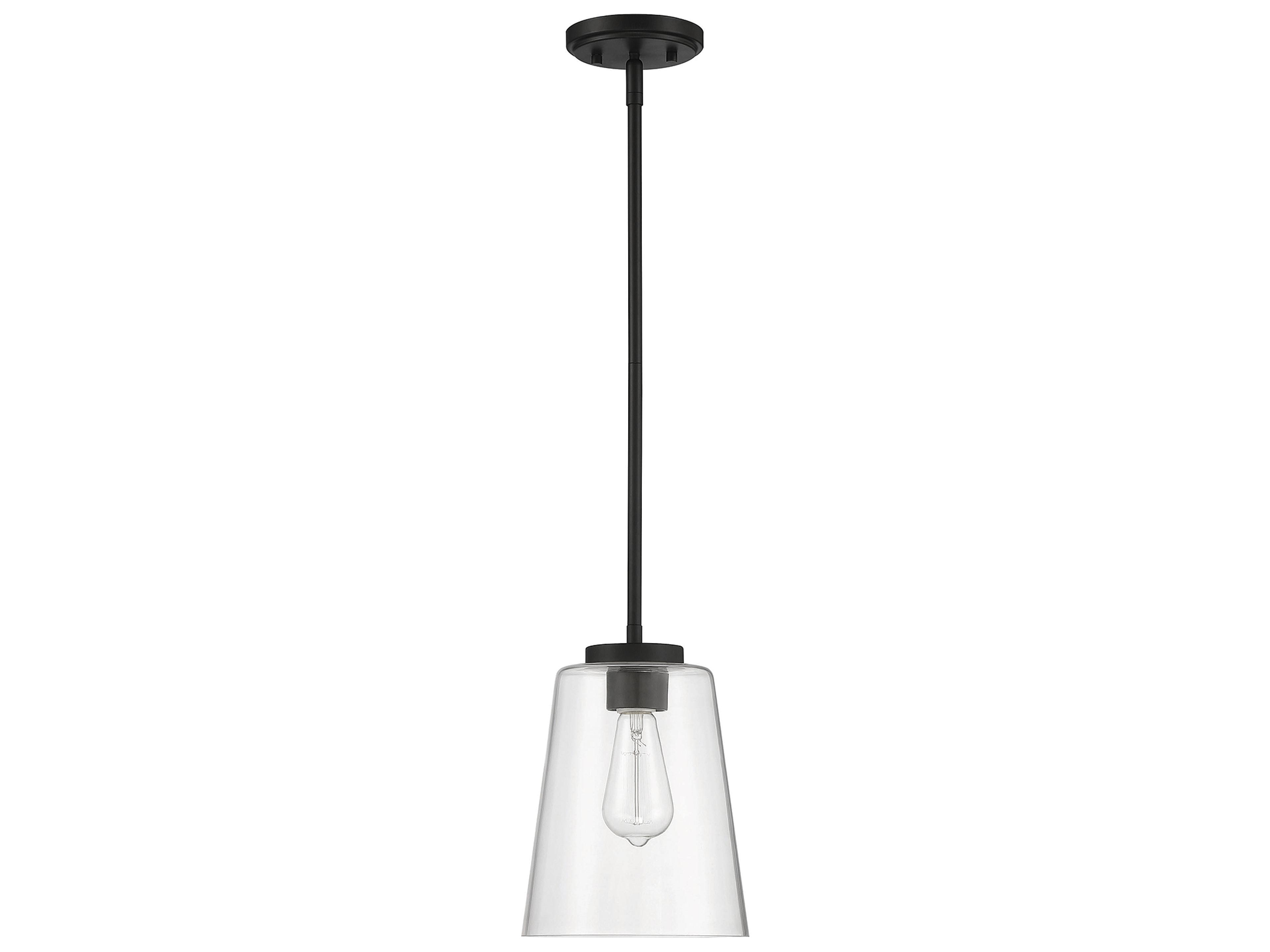 Savoy House Calhoun 1-Light Matte Black Glass Bell Mini Pendant