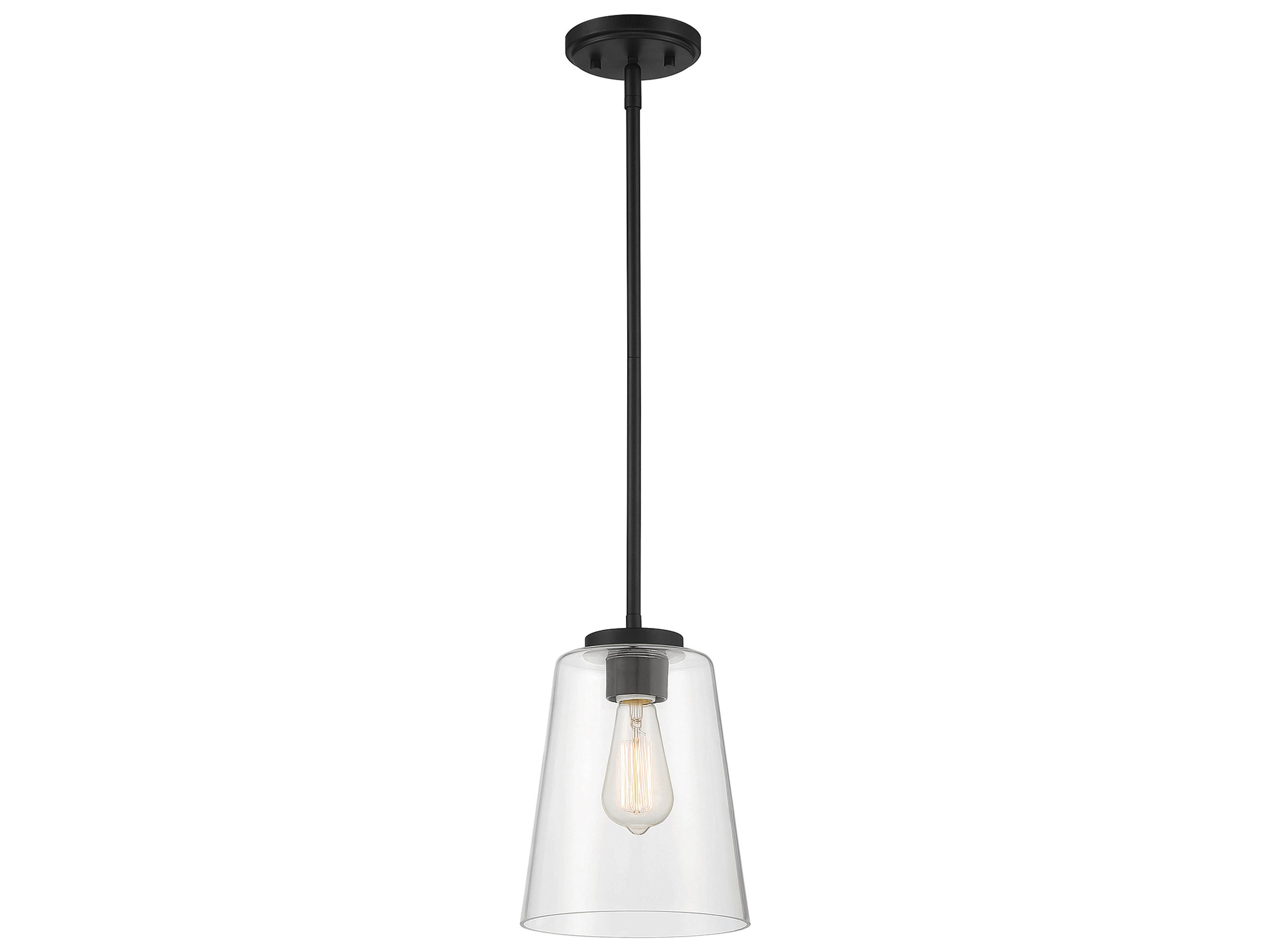 Savoy House Calhoun 1-Light Matte Black Glass Bell Mini Pendant