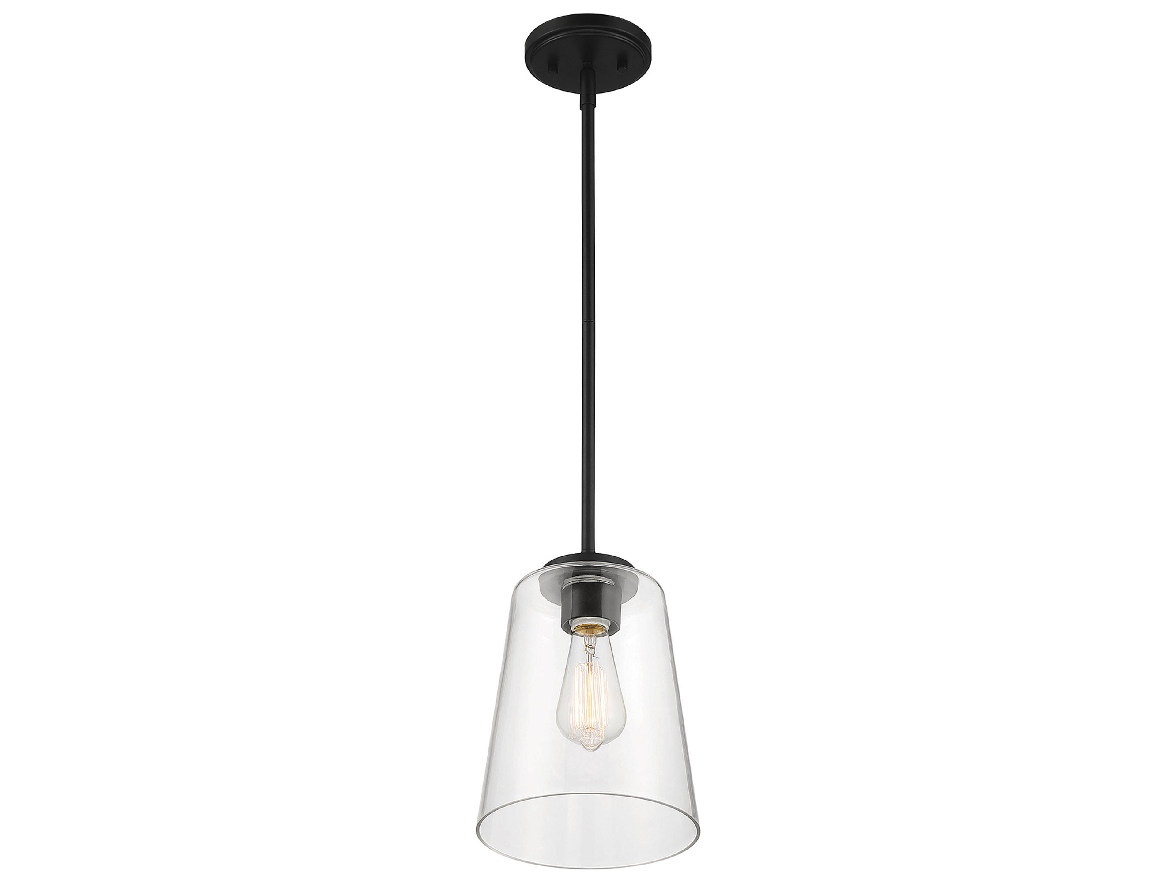 Savoy House Calhoun 1-Light Matte Black Glass Bell Mini Pendant