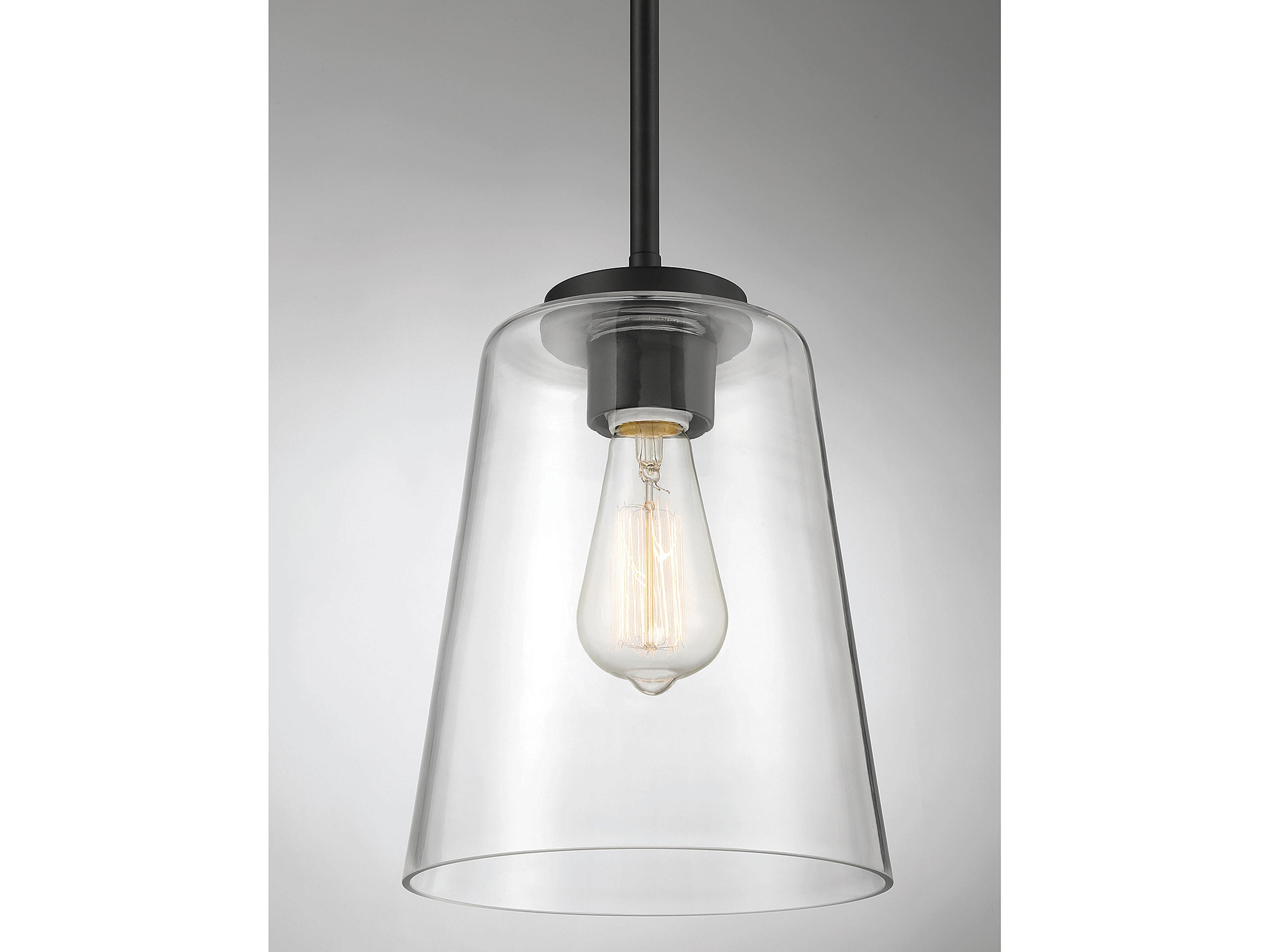 Savoy House Calhoun 1-Light Matte Black Glass Bell Mini Pendant