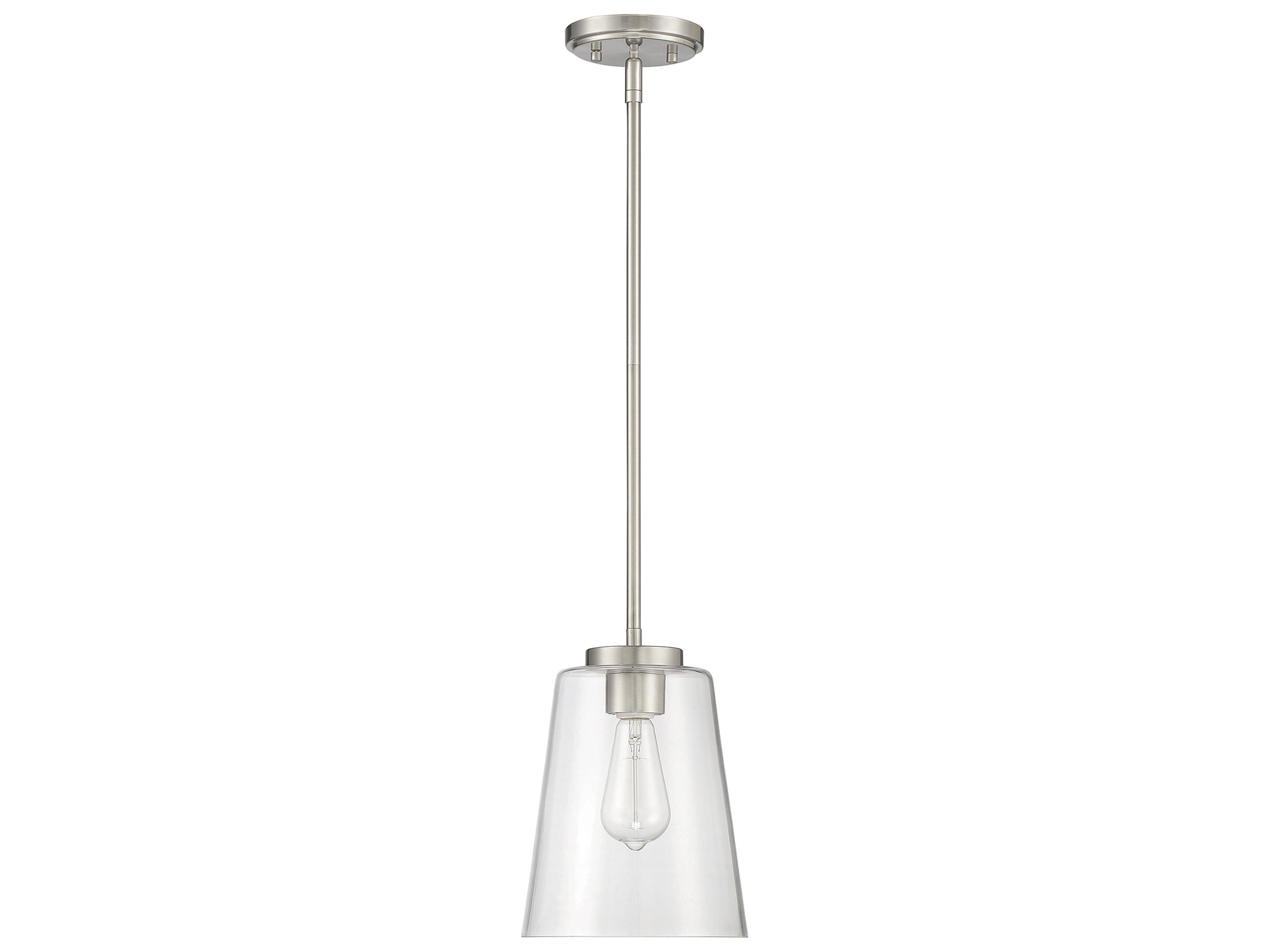 Savoy House Calhoun 1-Light Satin Nickel Glass Bell Mini Pendant