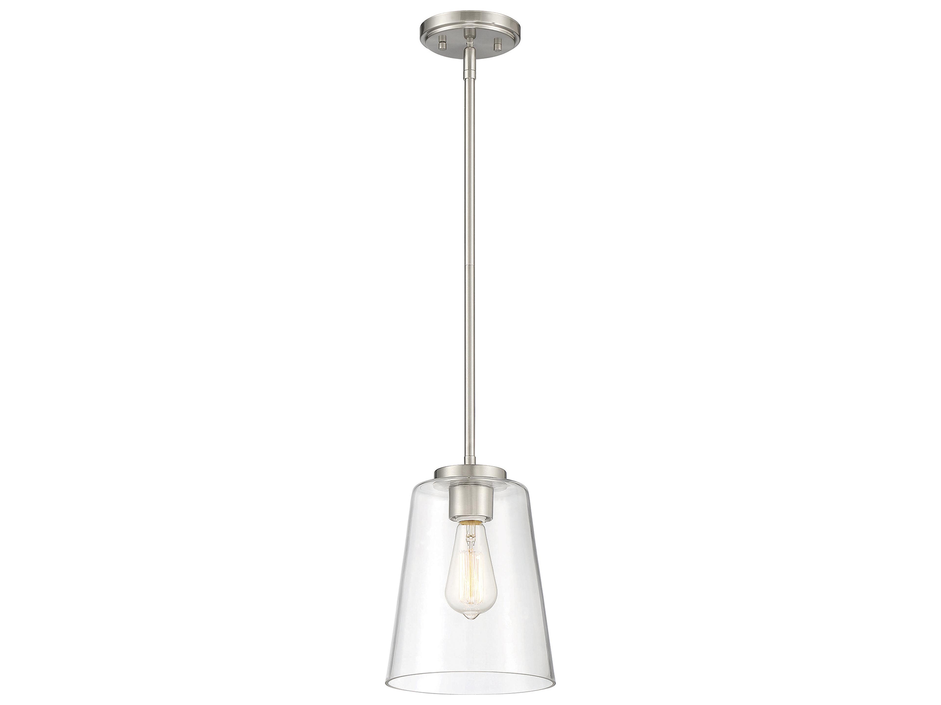 Savoy House Calhoun 1-Light Satin Nickel Glass Bell Mini Pendant