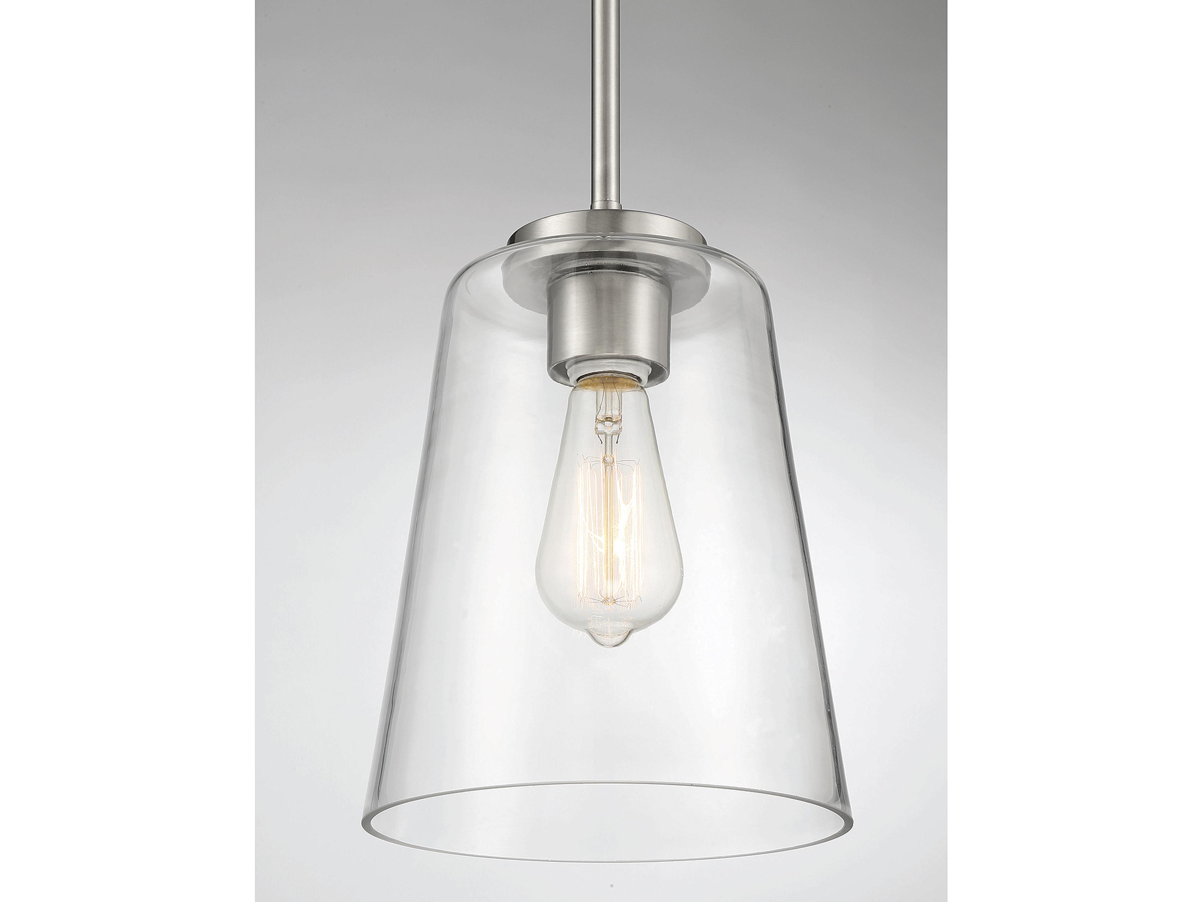 Savoy House Calhoun 1-Light Satin Nickel Glass Bell Mini Pendant