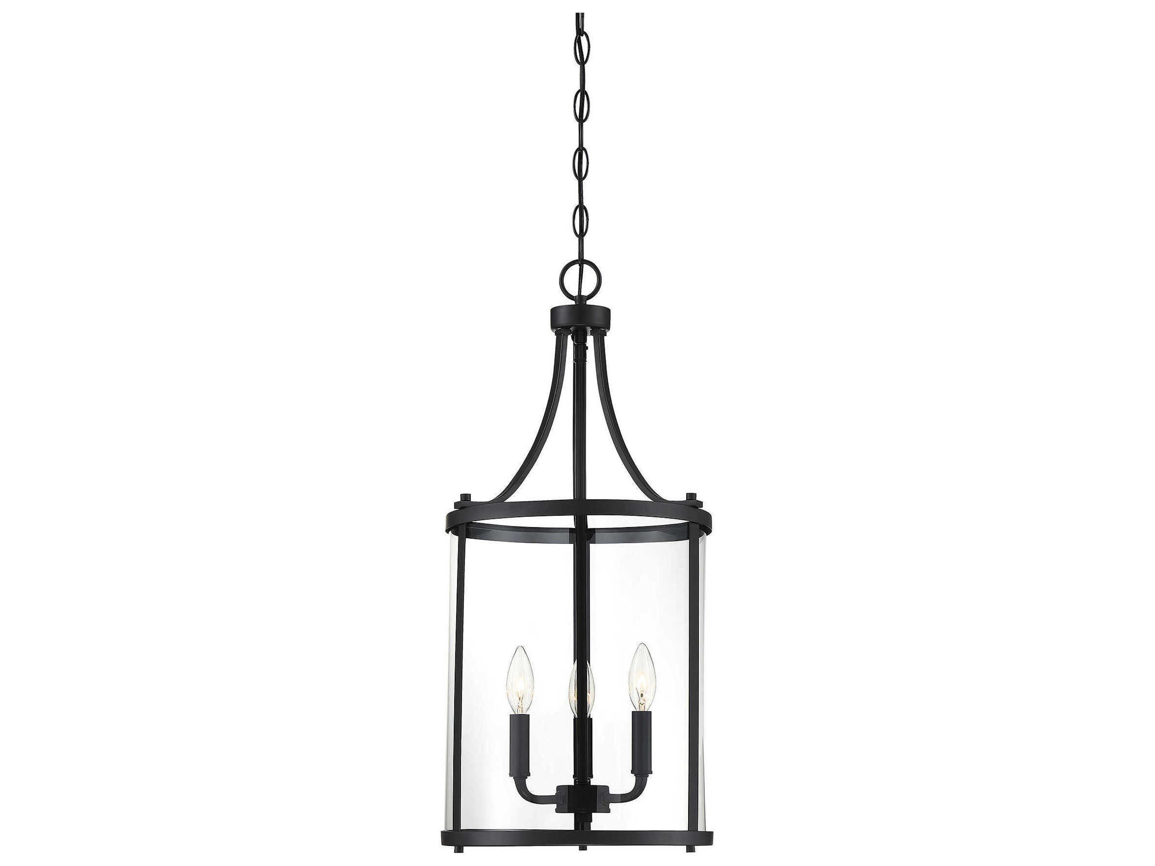 Penrose 3-Light Black Glass Candelabra Cylinder Chandelier