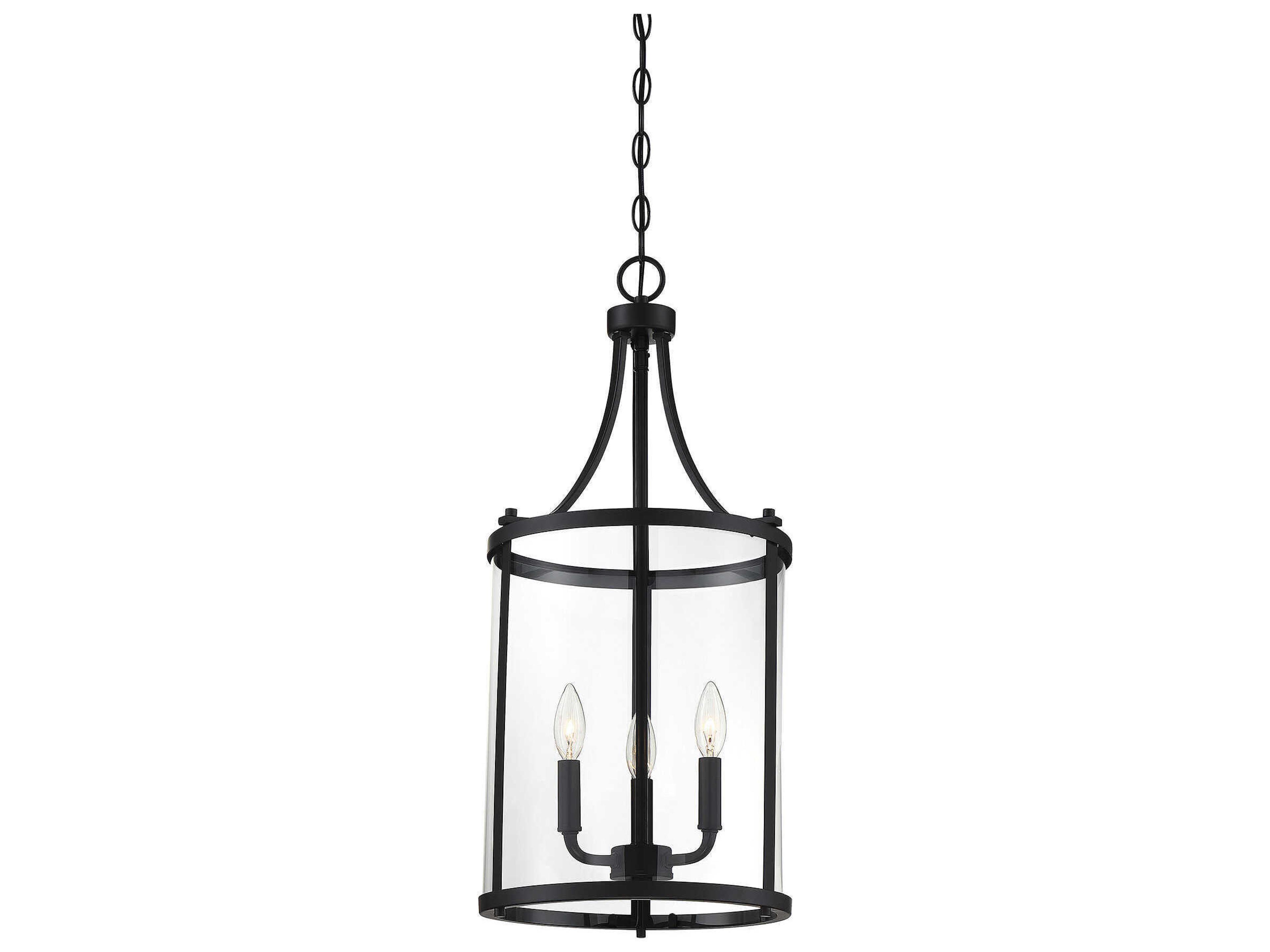 Savoy House Penrose 3-Light Black Glass Candelabra Cylinder Chandelier