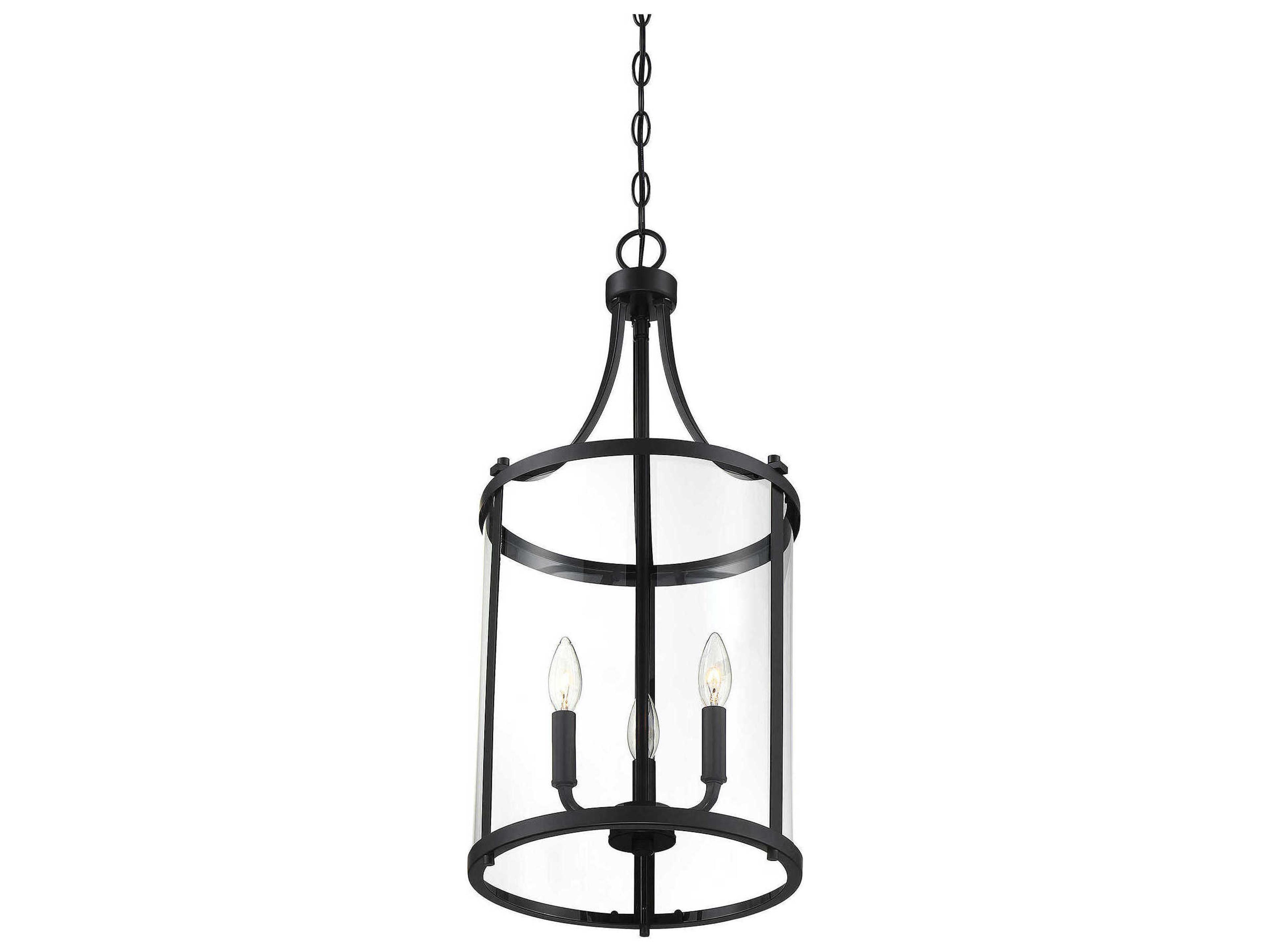 Savoy House Penrose 3-Light Black Glass Candelabra Cylinder Chandelier