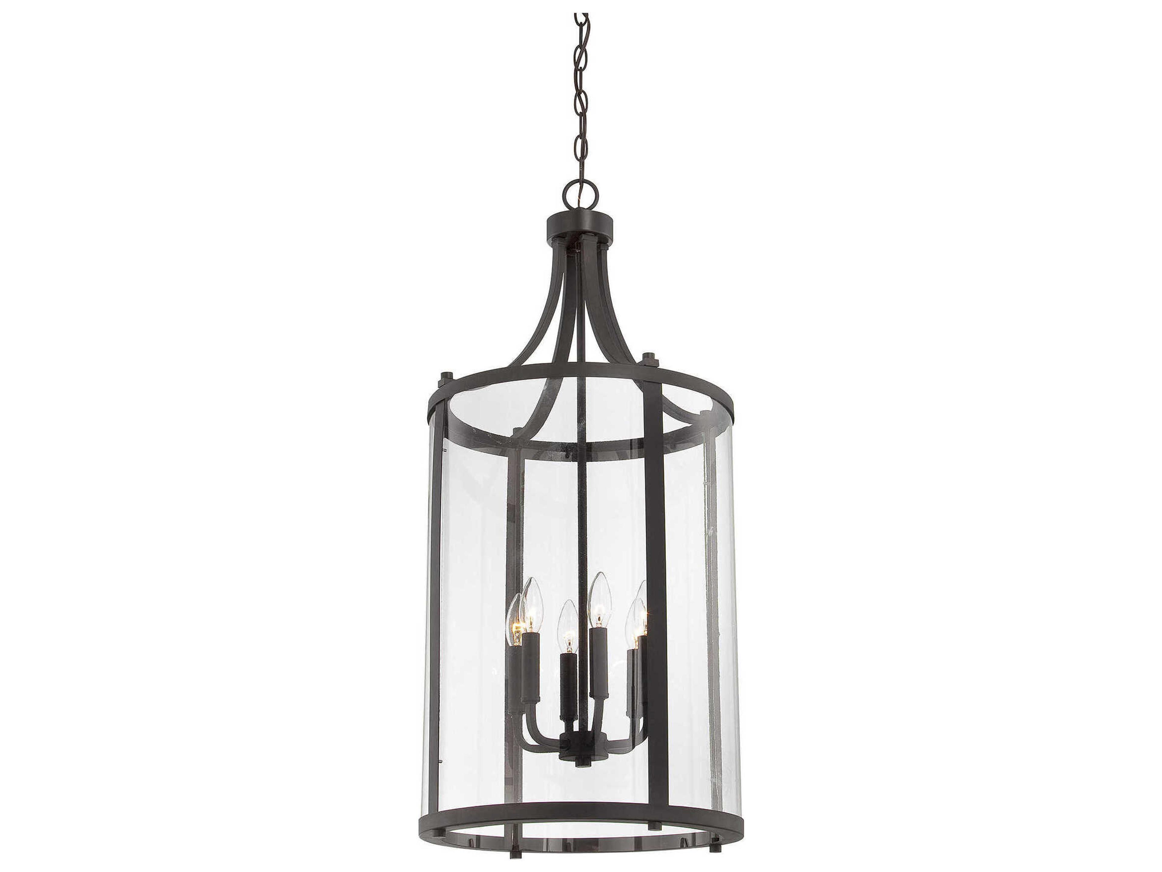 Savoy House Penrose 6-Light English Bronze Glass Candelabra Cylinder Chandelier