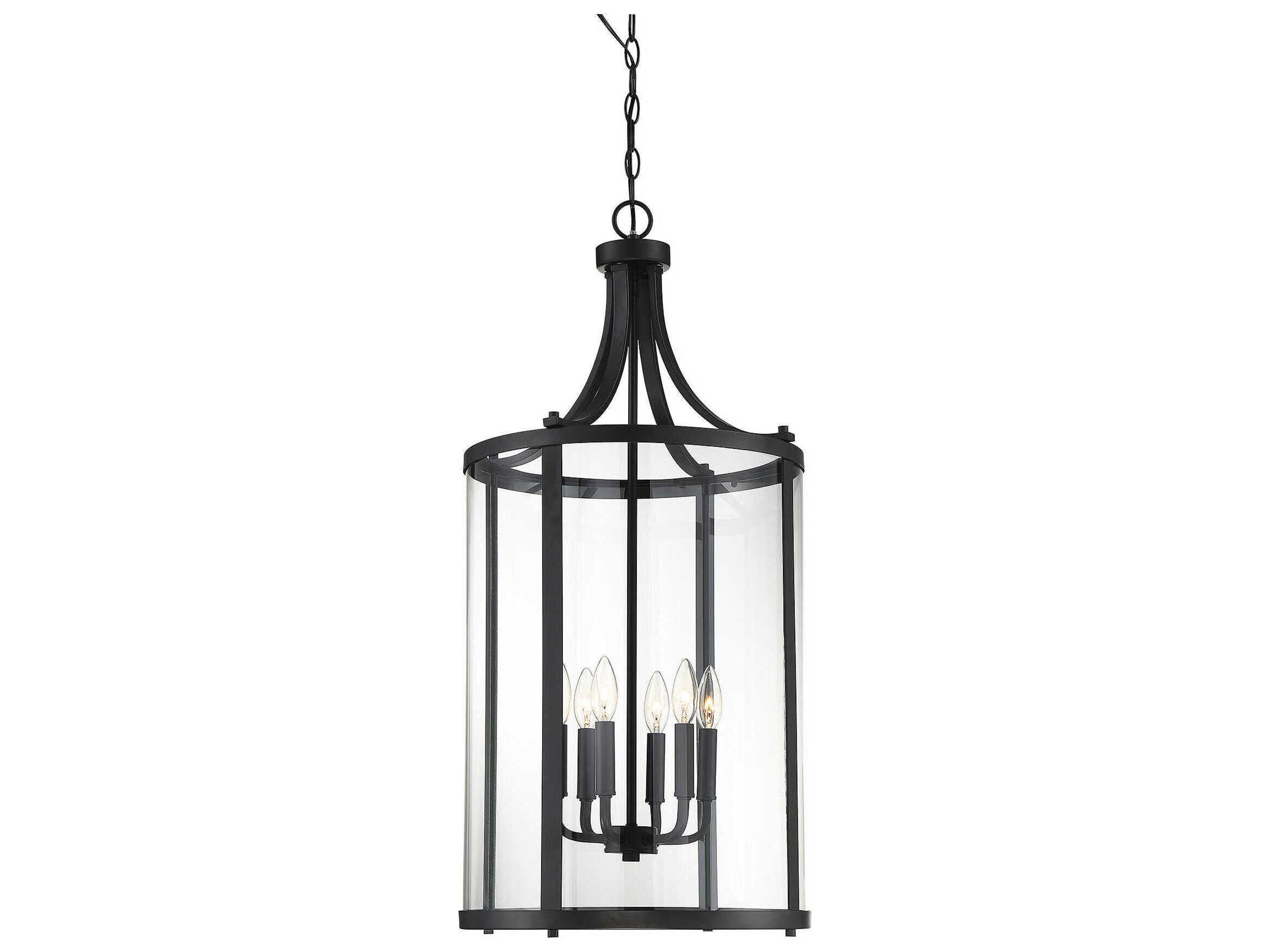 Penrose 6-Light Black Glass Candelabra Cylinder Chandelier