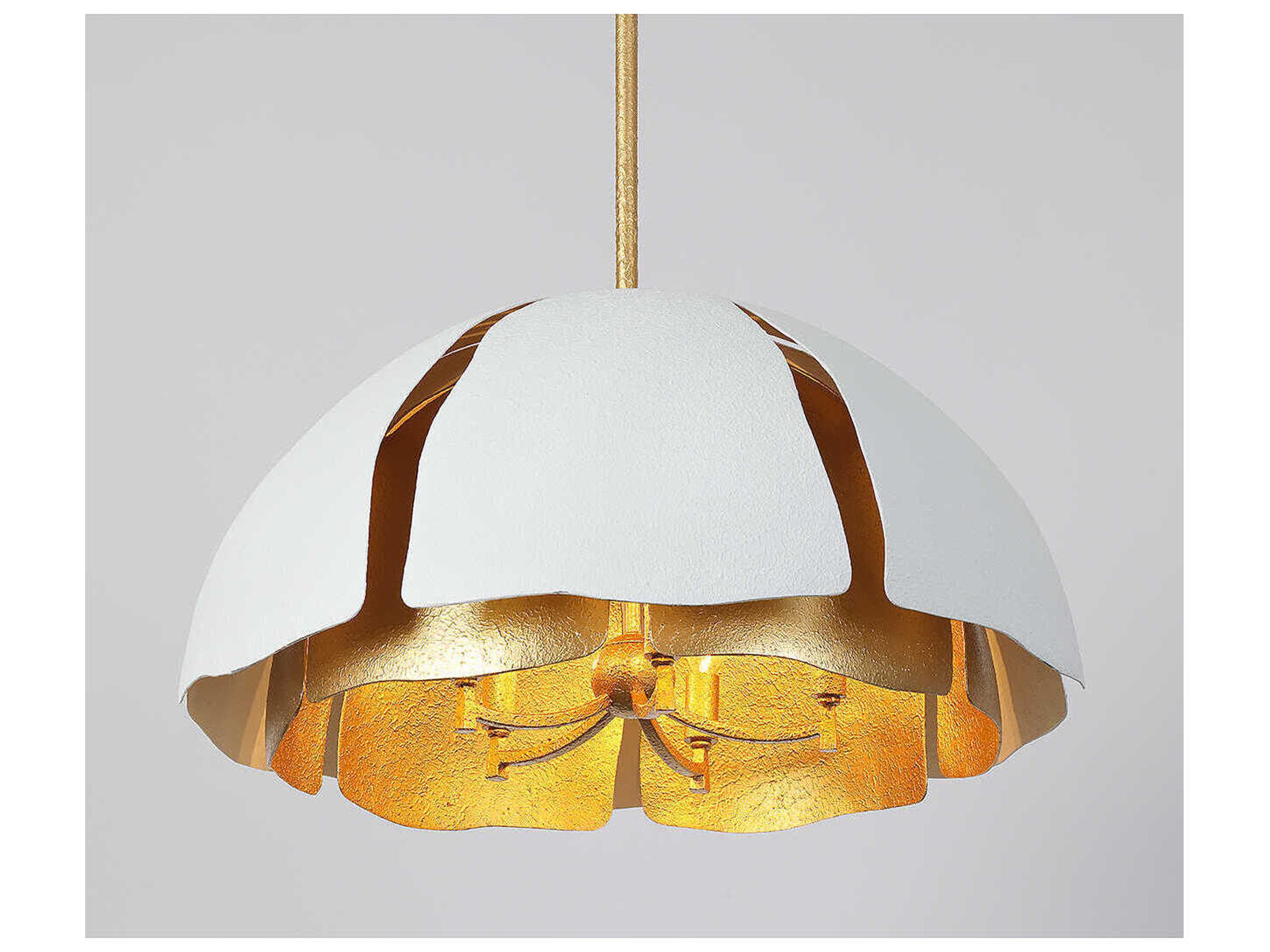 Savoy House Brewster 5-Light Cavalier Gold Royal White Dome Pendant