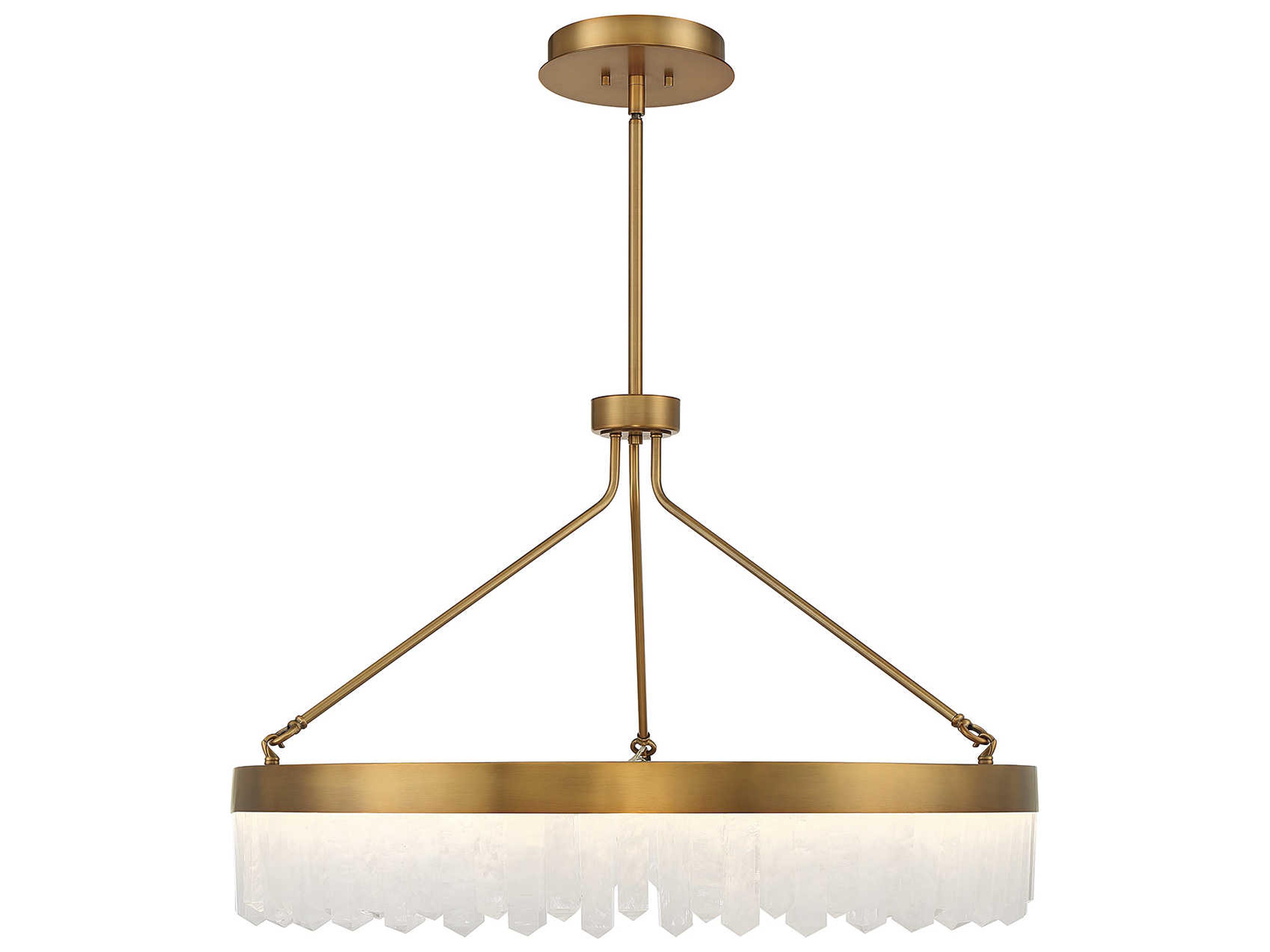 Landon 1-Light Warm Brass Crystal LED Round Pendant