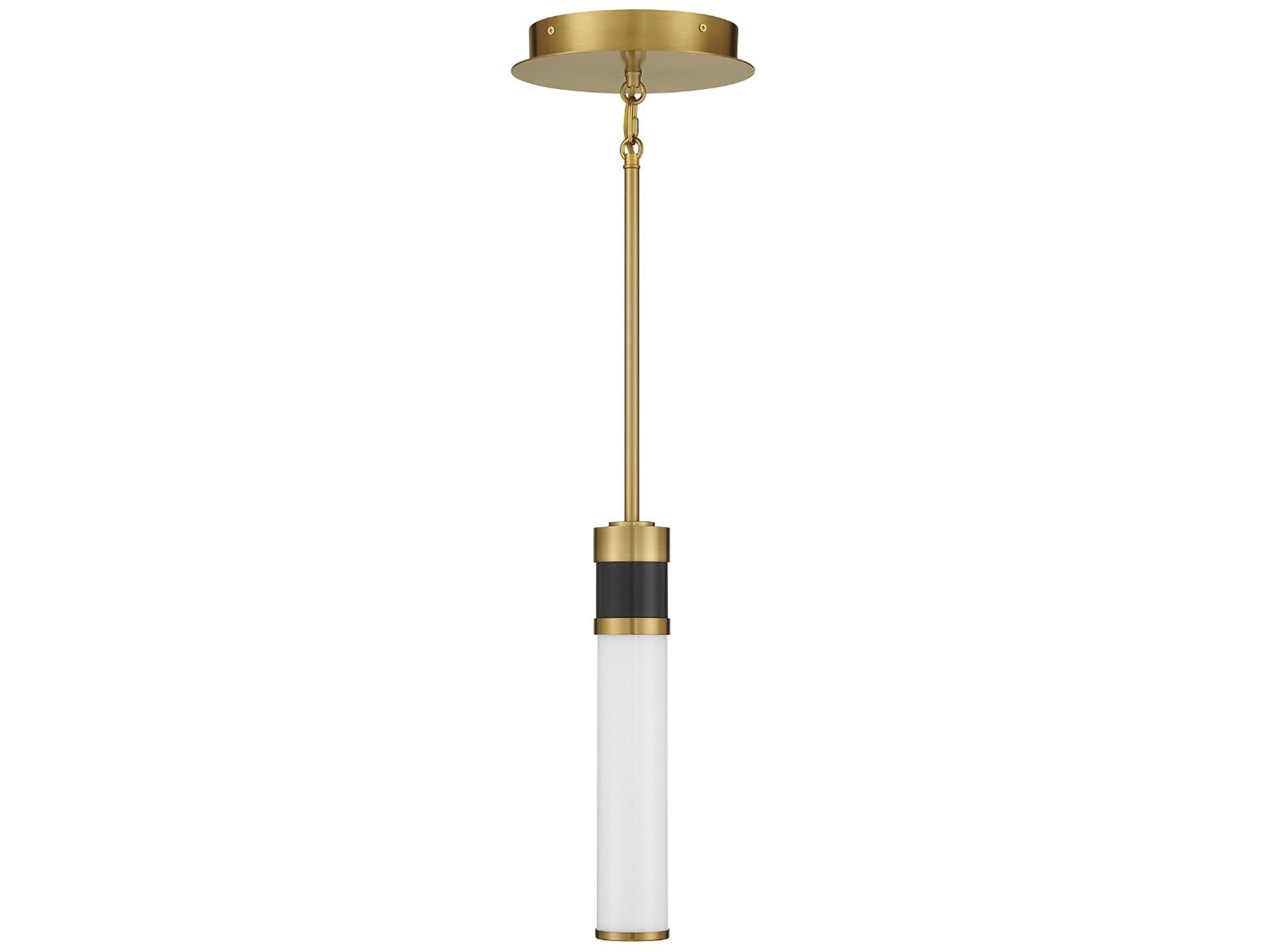 Savoy House Abel 1-Light Matte Black Warm Brass White LED Cylinder Mini Pendant
