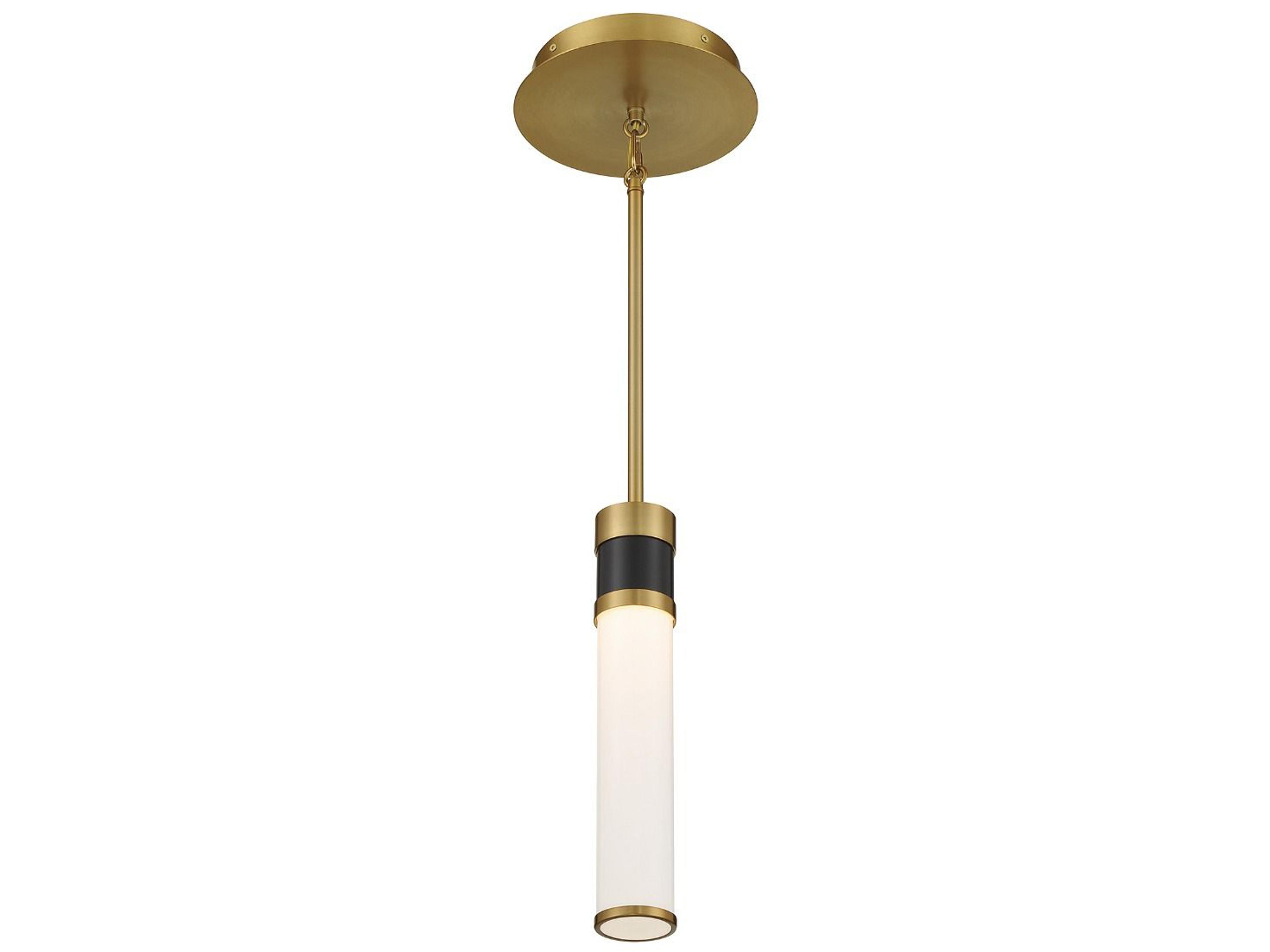 Savoy House Abel 1-Light Matte Black Warm Brass White LED Cylinder Mini Pendant