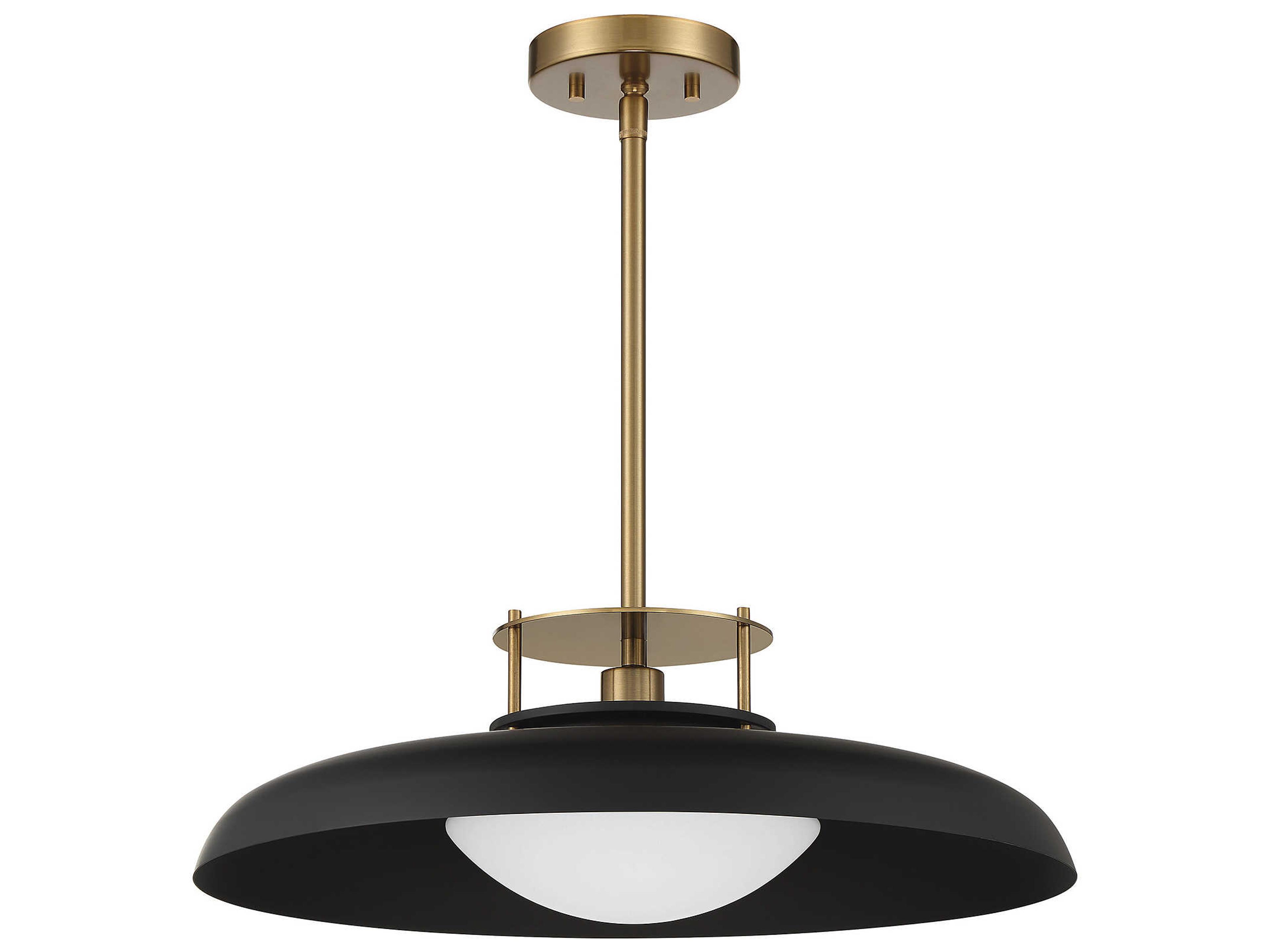 Savoy House Gavin 1-Light Matte Black Warm Brass Glass Bowl Dome Pendant