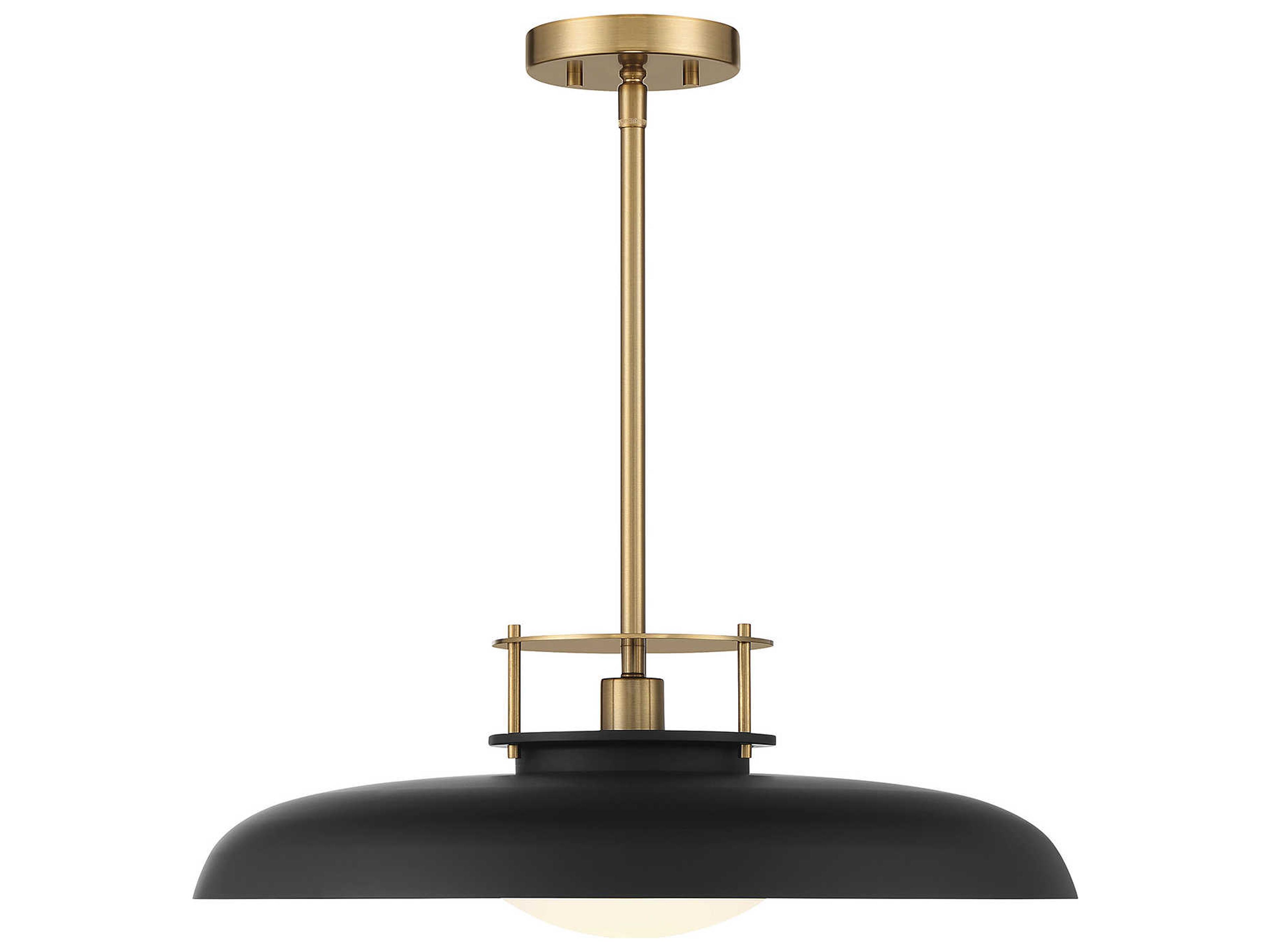 Savoy House Gavin 1-Light Matte Black Warm Brass Glass Bowl Dome Pendant
