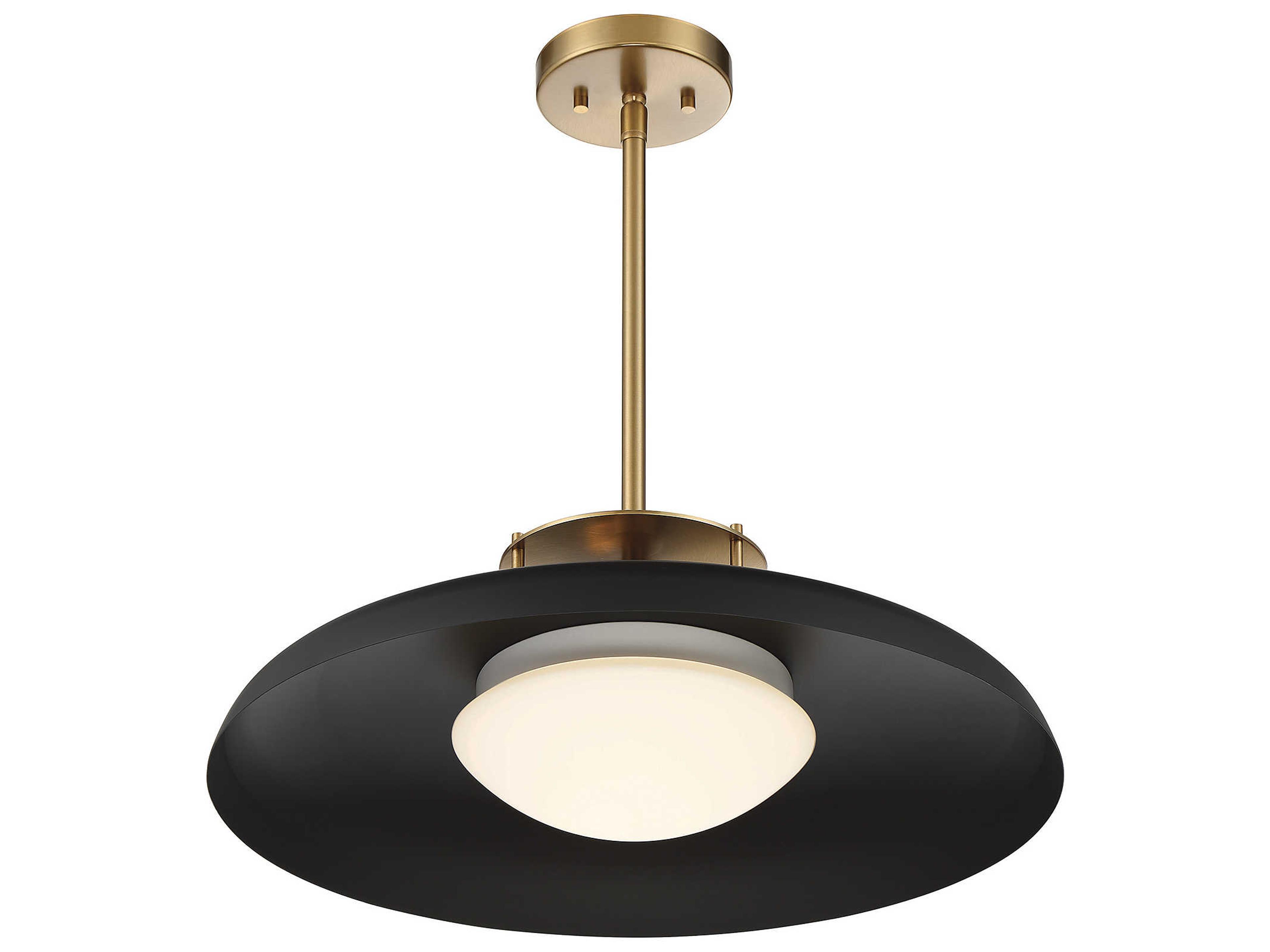 Savoy House Gavin 1-Light Matte Black Warm Brass Glass Bowl Dome Pendant