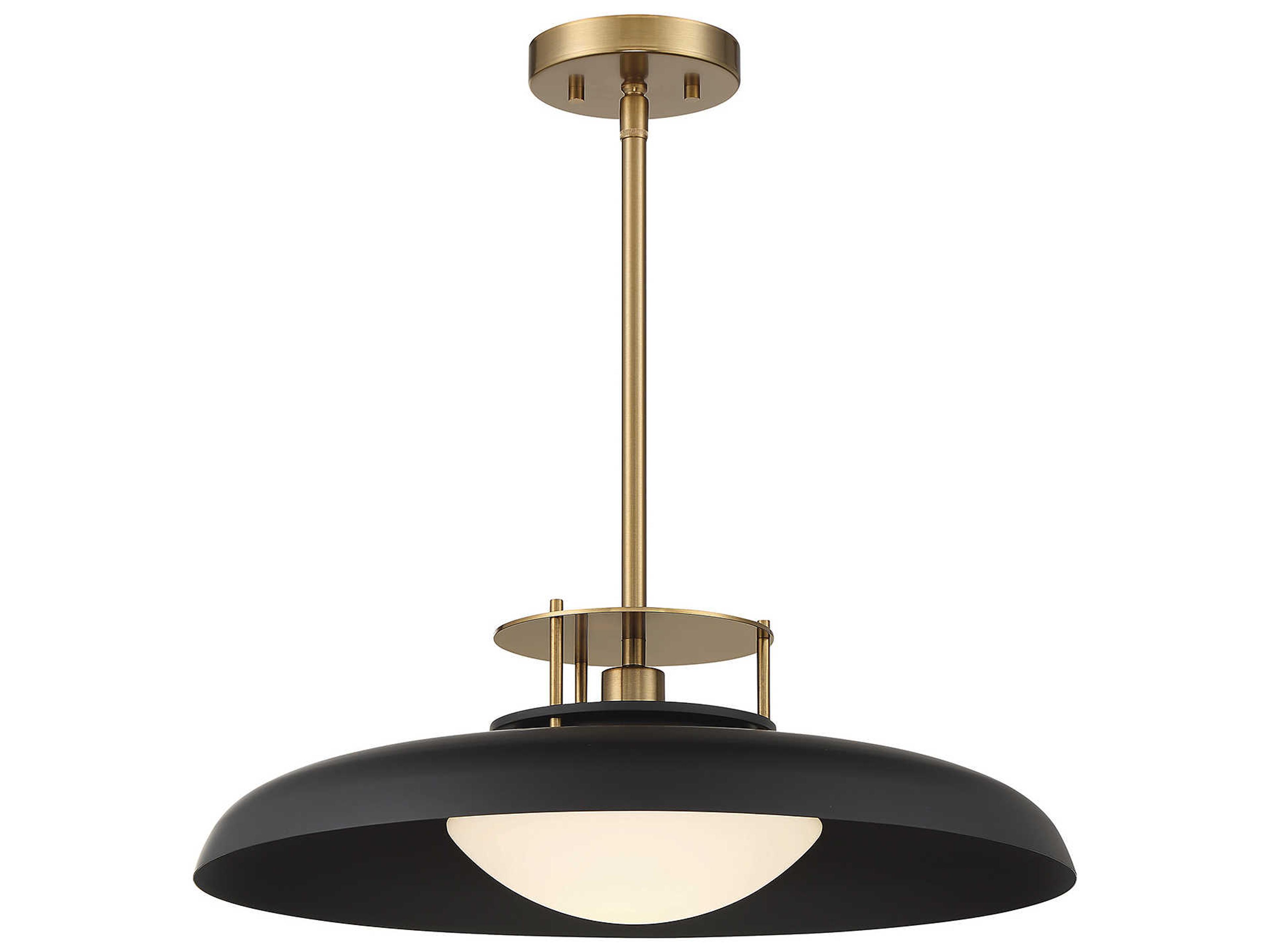 Savoy House Gavin 1-Light Matte Black Warm Brass Glass Bowl Dome Pendant