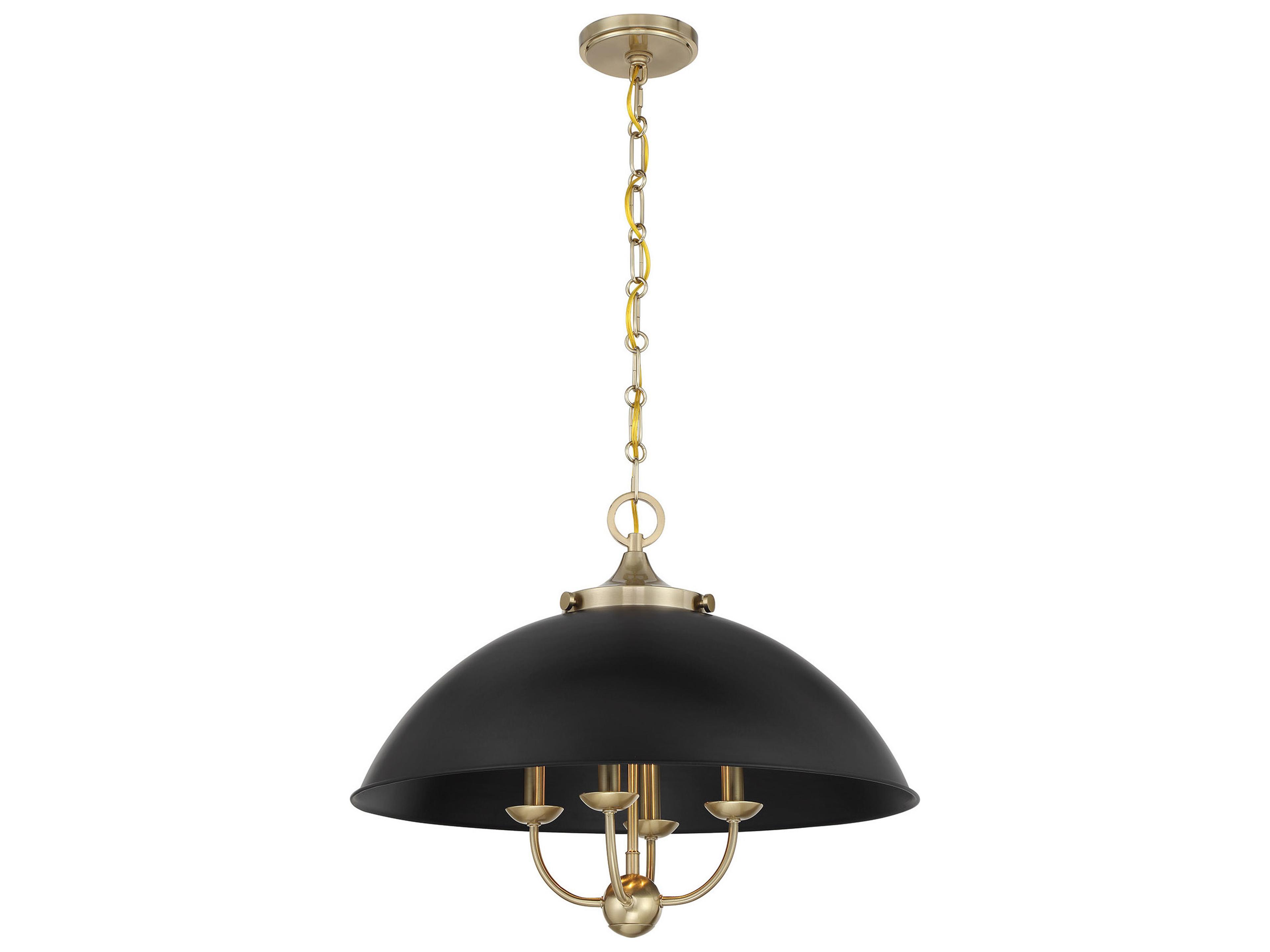 Monterey 4-Light Matte Black Warm Brass Dome Pendant