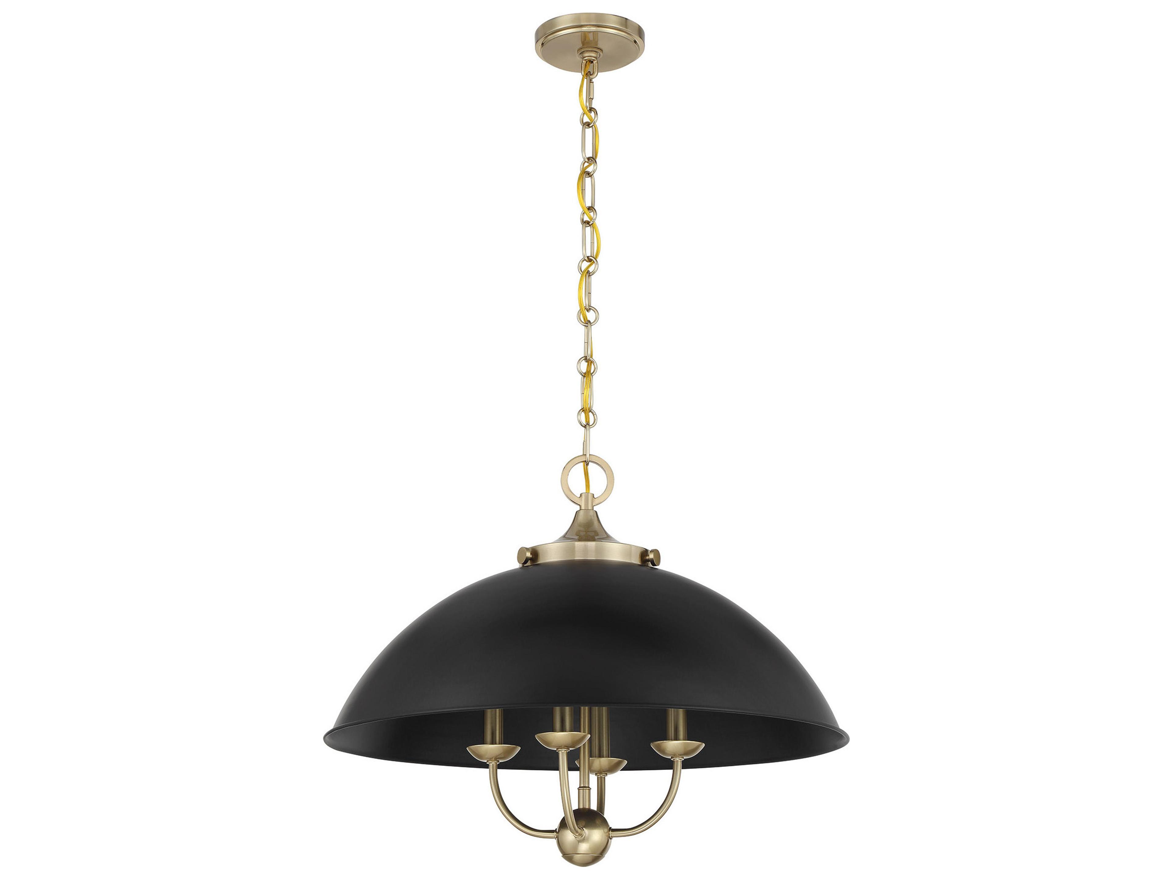 Savoy House Monterey 4-Light Matte Black Warm Brass Dome Pendant