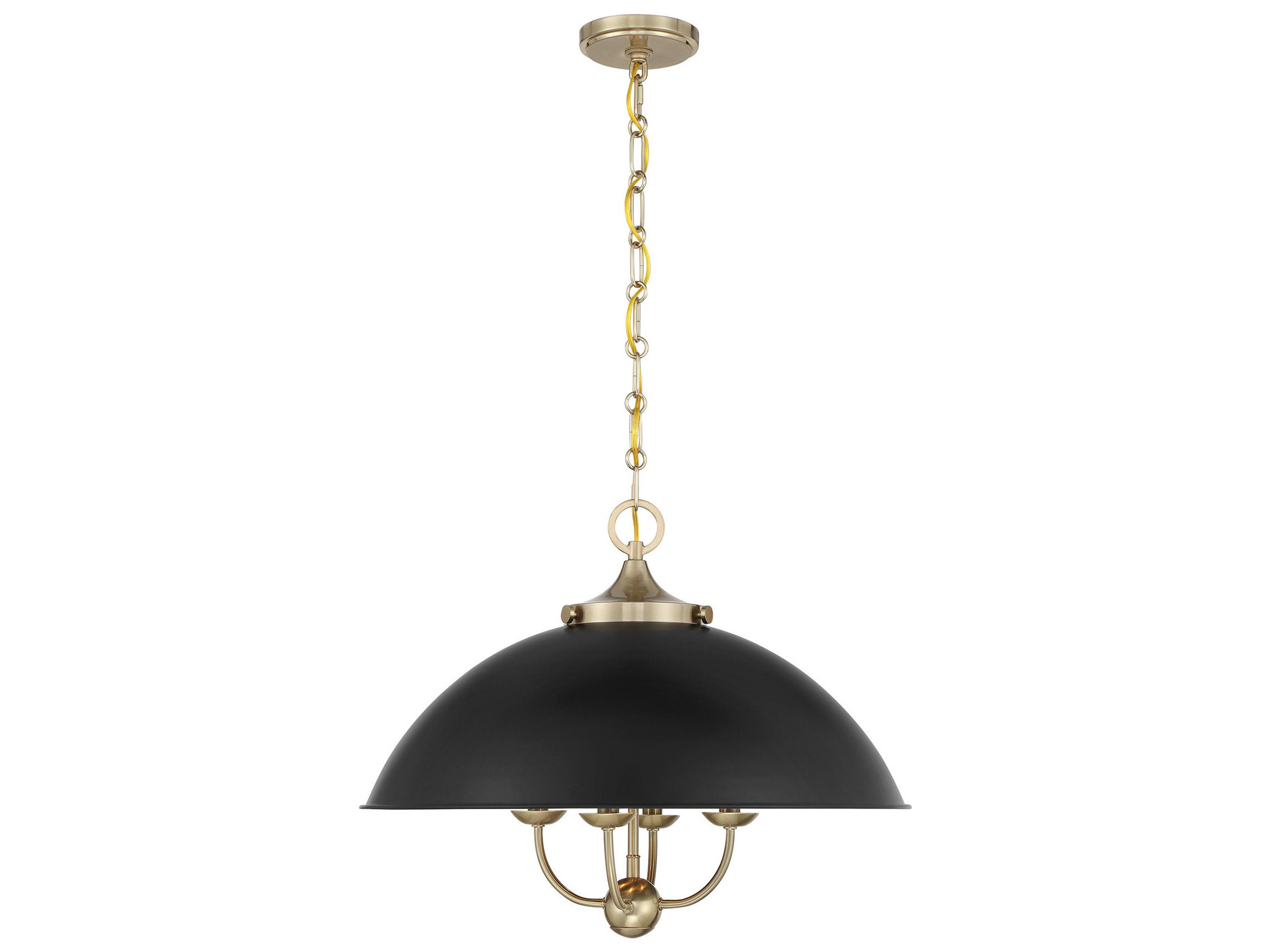 Savoy House Monterey 4-Light Matte Black Warm Brass Dome Pendant