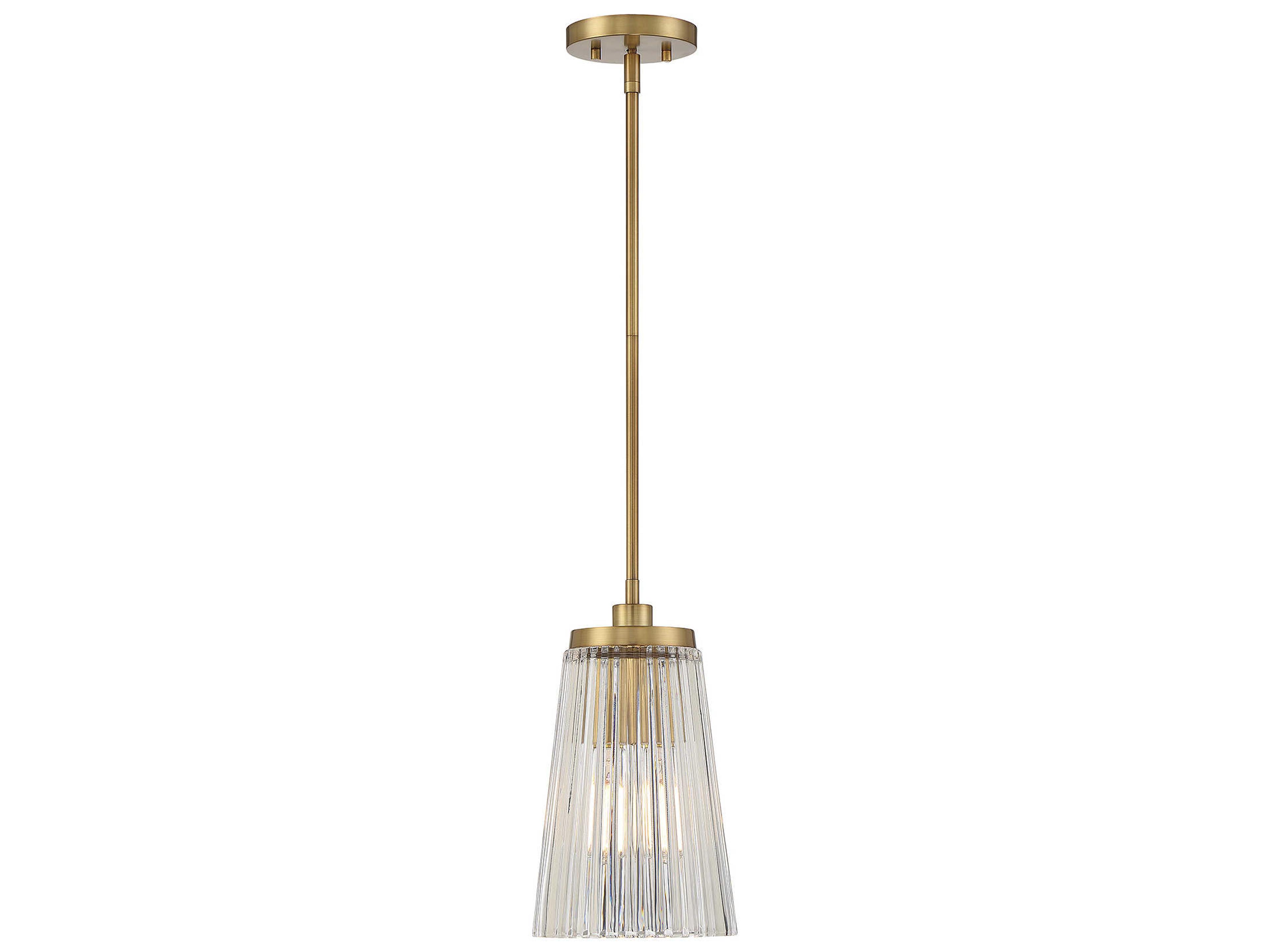 Chantilly 1-Light Warm Brass Glass Mini Pendant