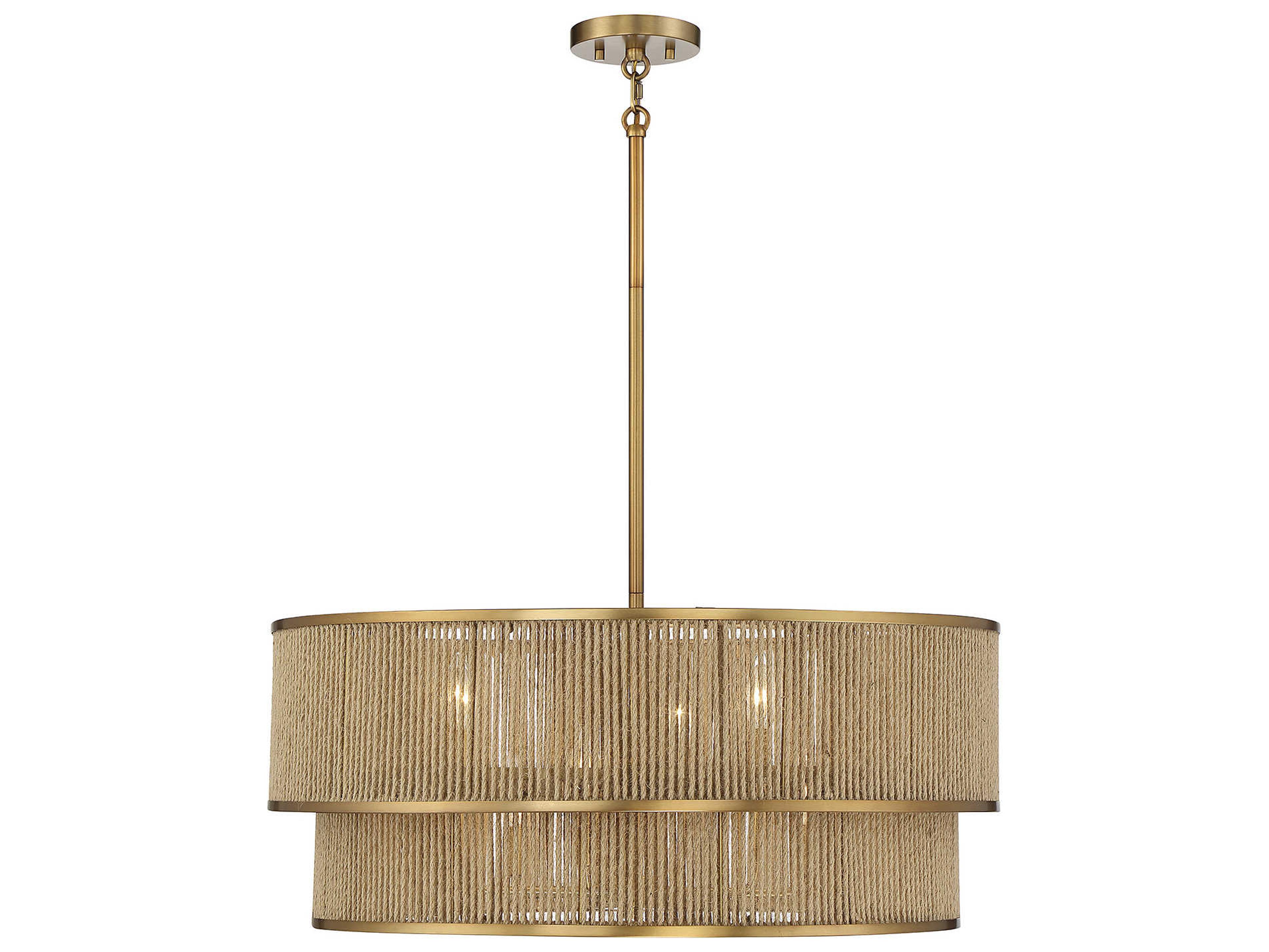 Ashburn 6-Light Warm Brass Rope Round Chandelier