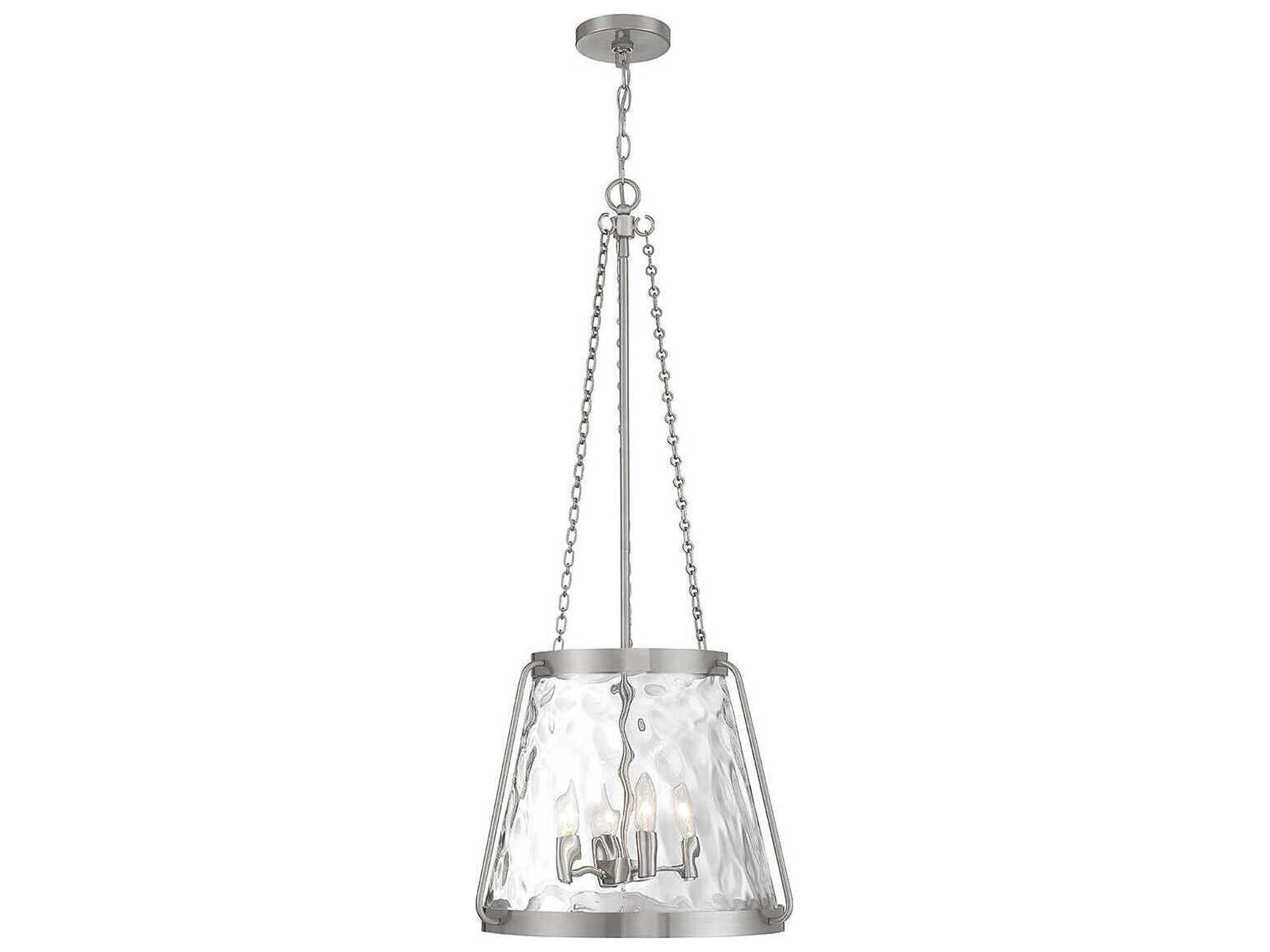 Crawford 4-Light Satin Nickel Glass Pendant