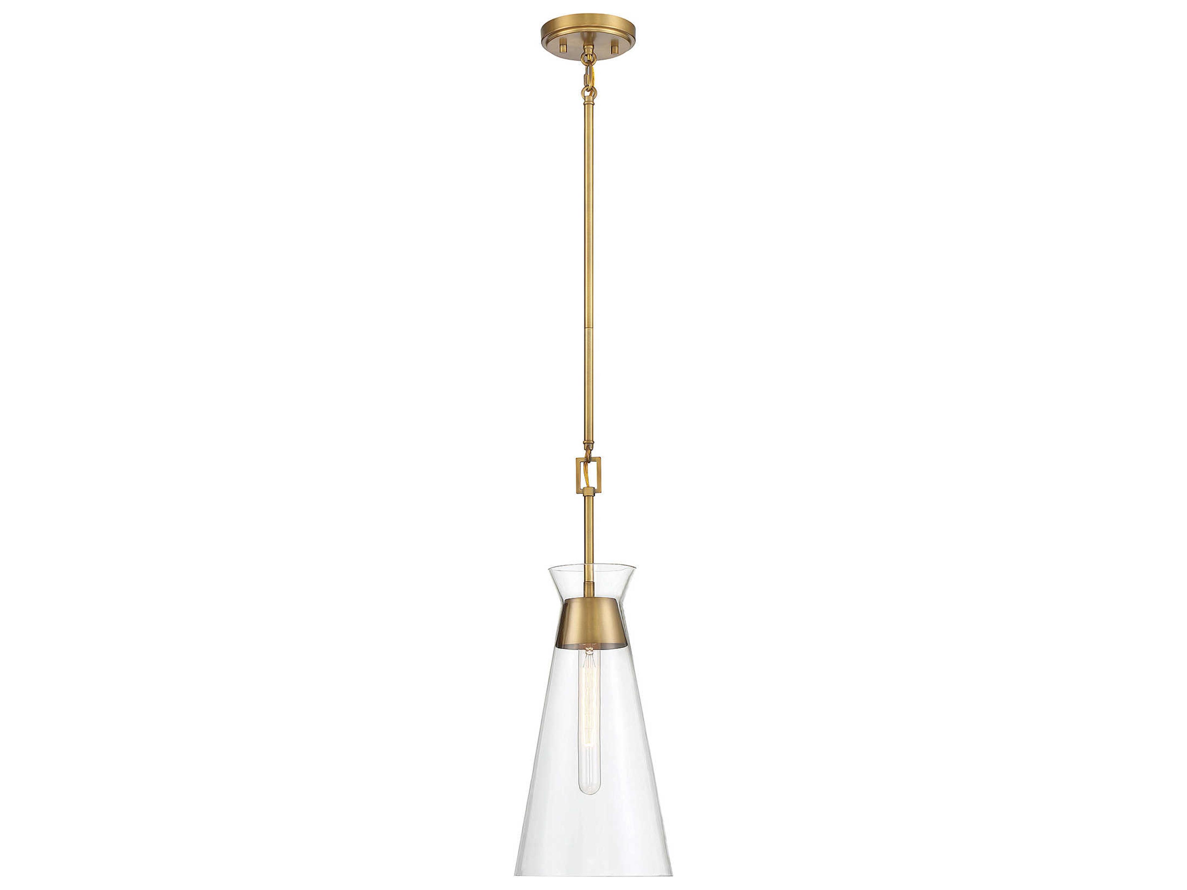 Lakewood 1-Light Warm Brass Glass Mini Pendant