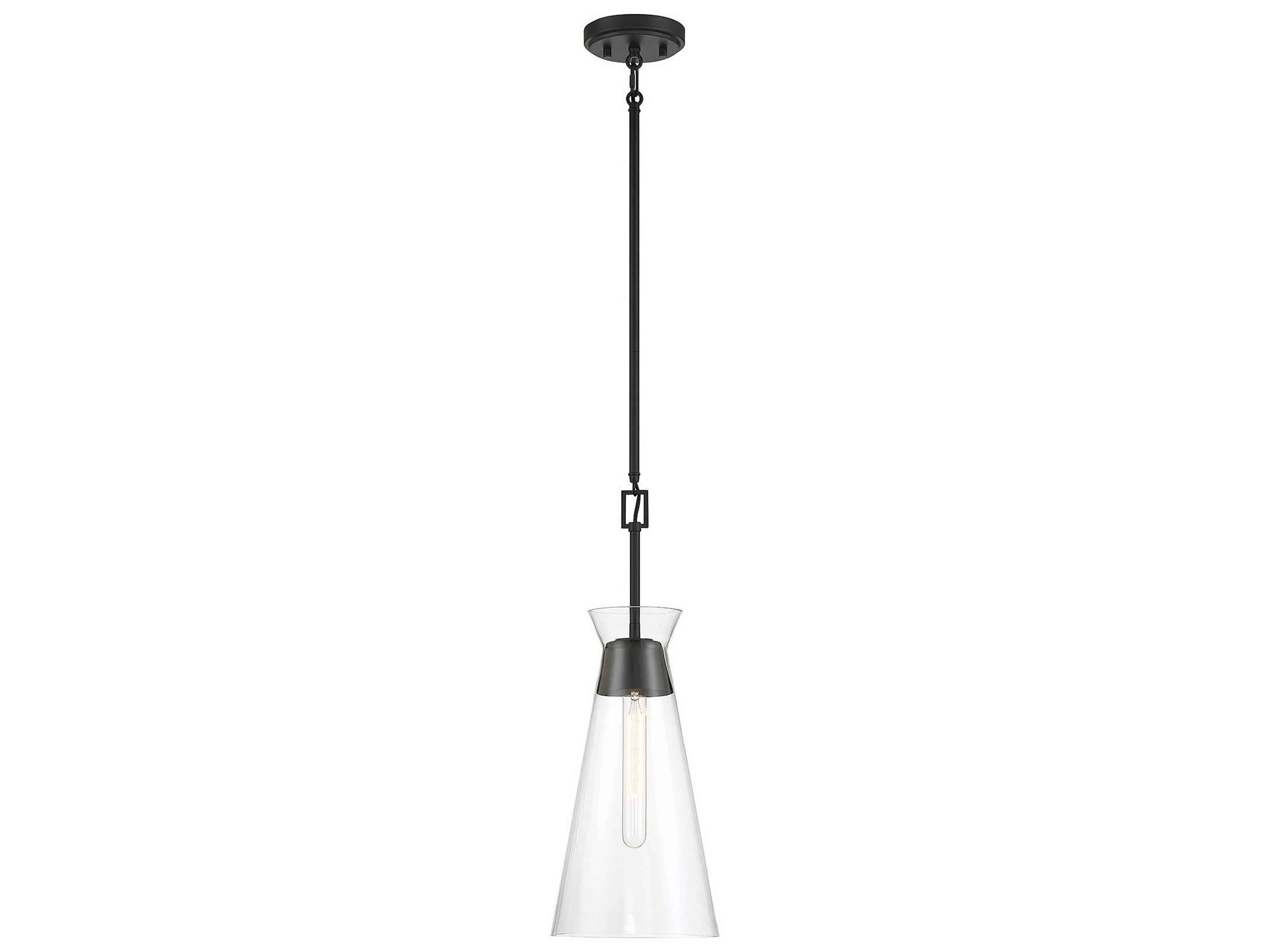Lakewood 1-Light Matte Black Glass Mini Pendant