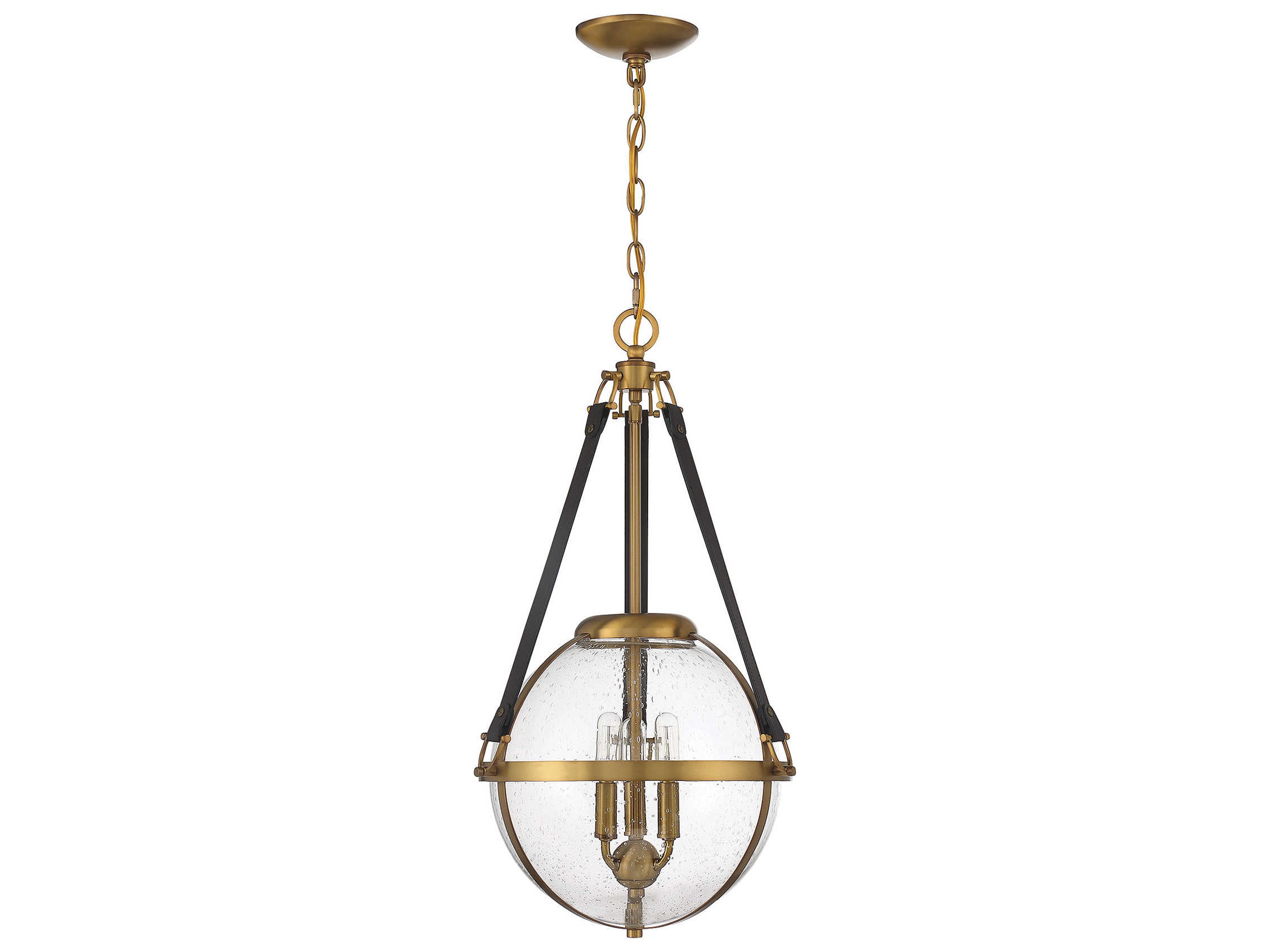 Savoy House Bozeman 3-Light Warm Brass Glass Globe Chandelier