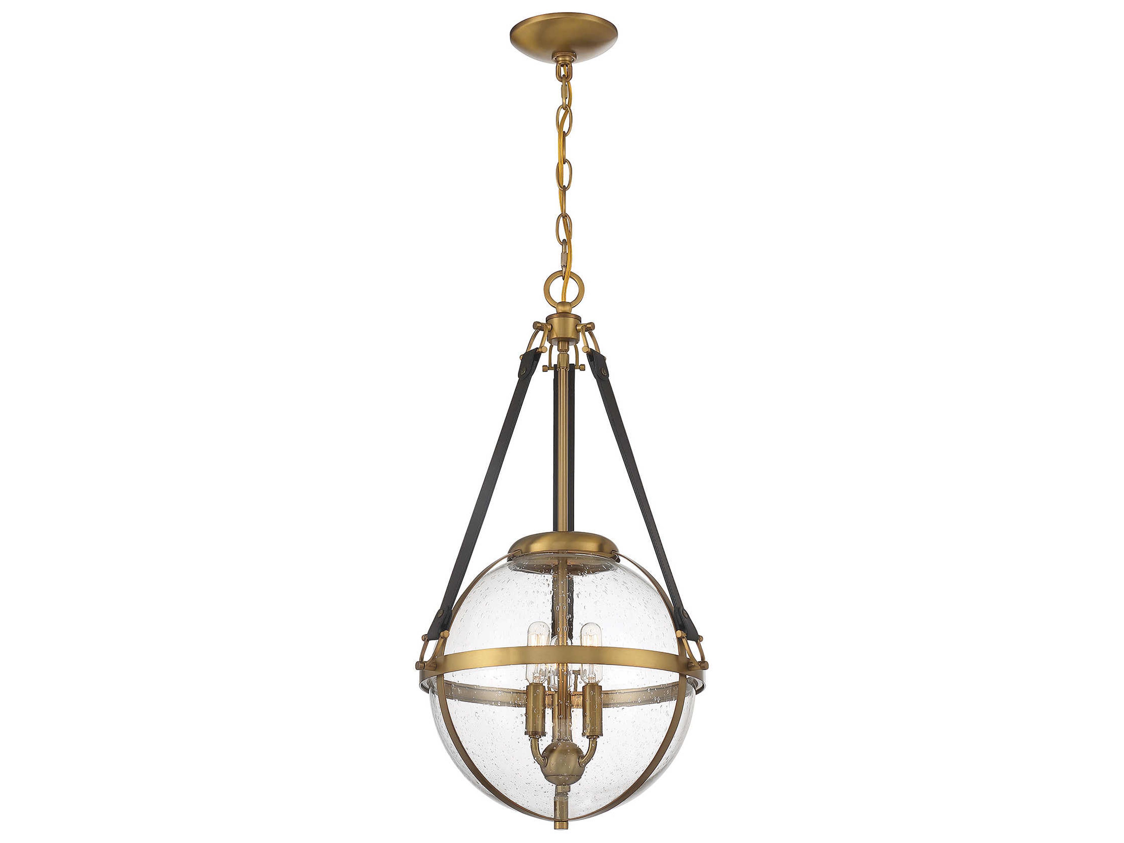 Savoy House Bozeman 3-Light Warm Brass Glass Globe Chandelier