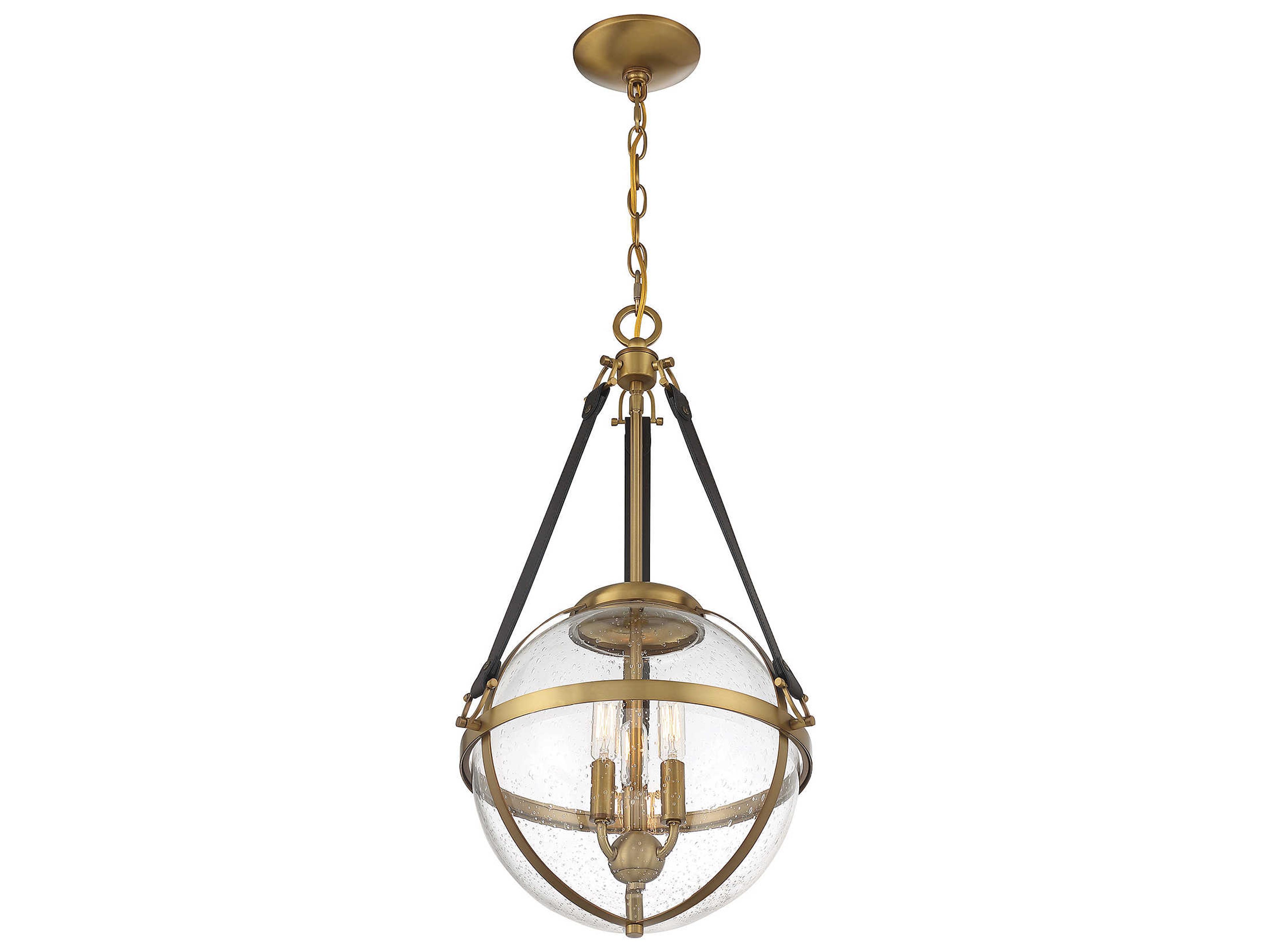Savoy House Bozeman 3-Light Warm Brass Glass Globe Chandelier